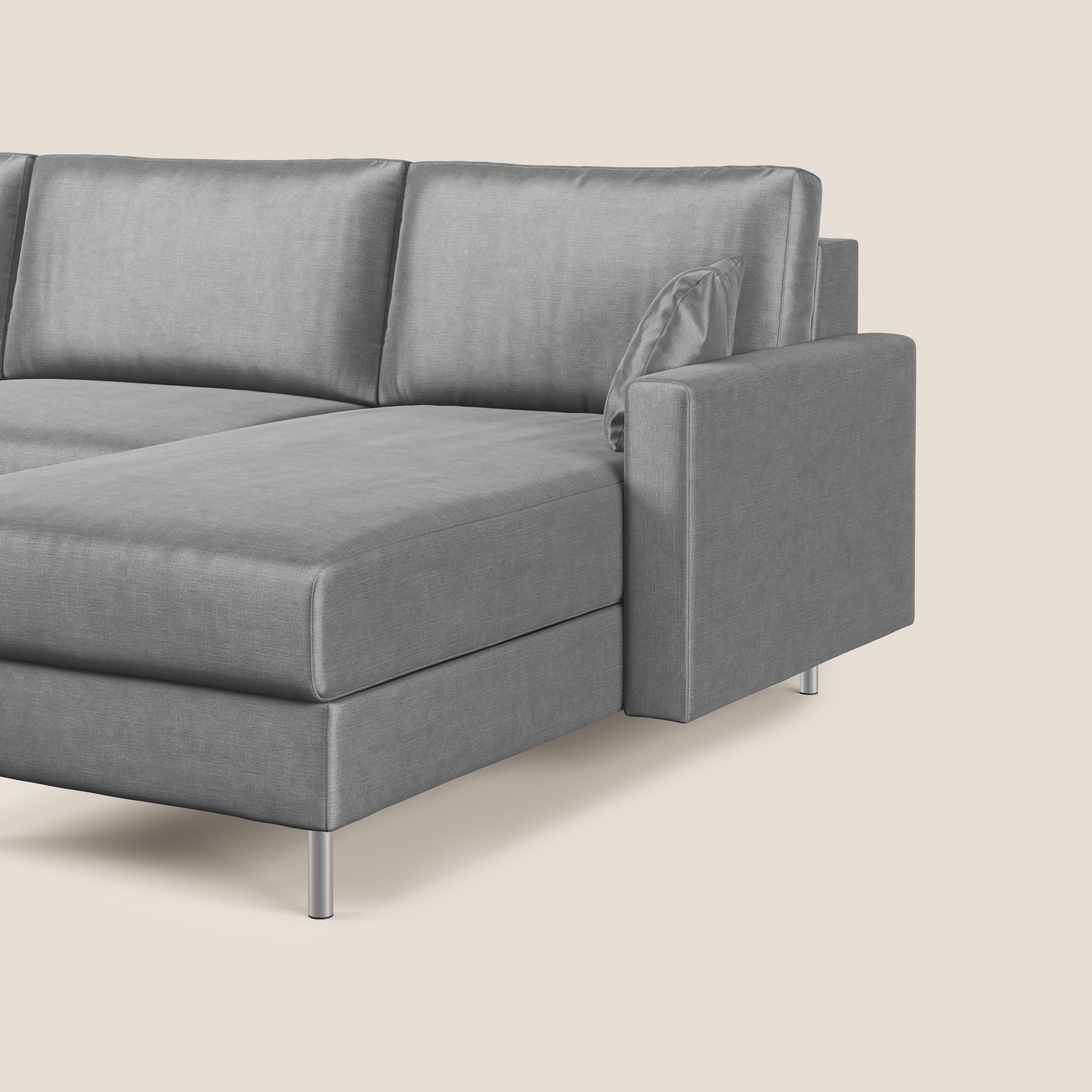 Andromeda divano letto angolare in velluto morbido impermeabile T01 grigio - divani.store