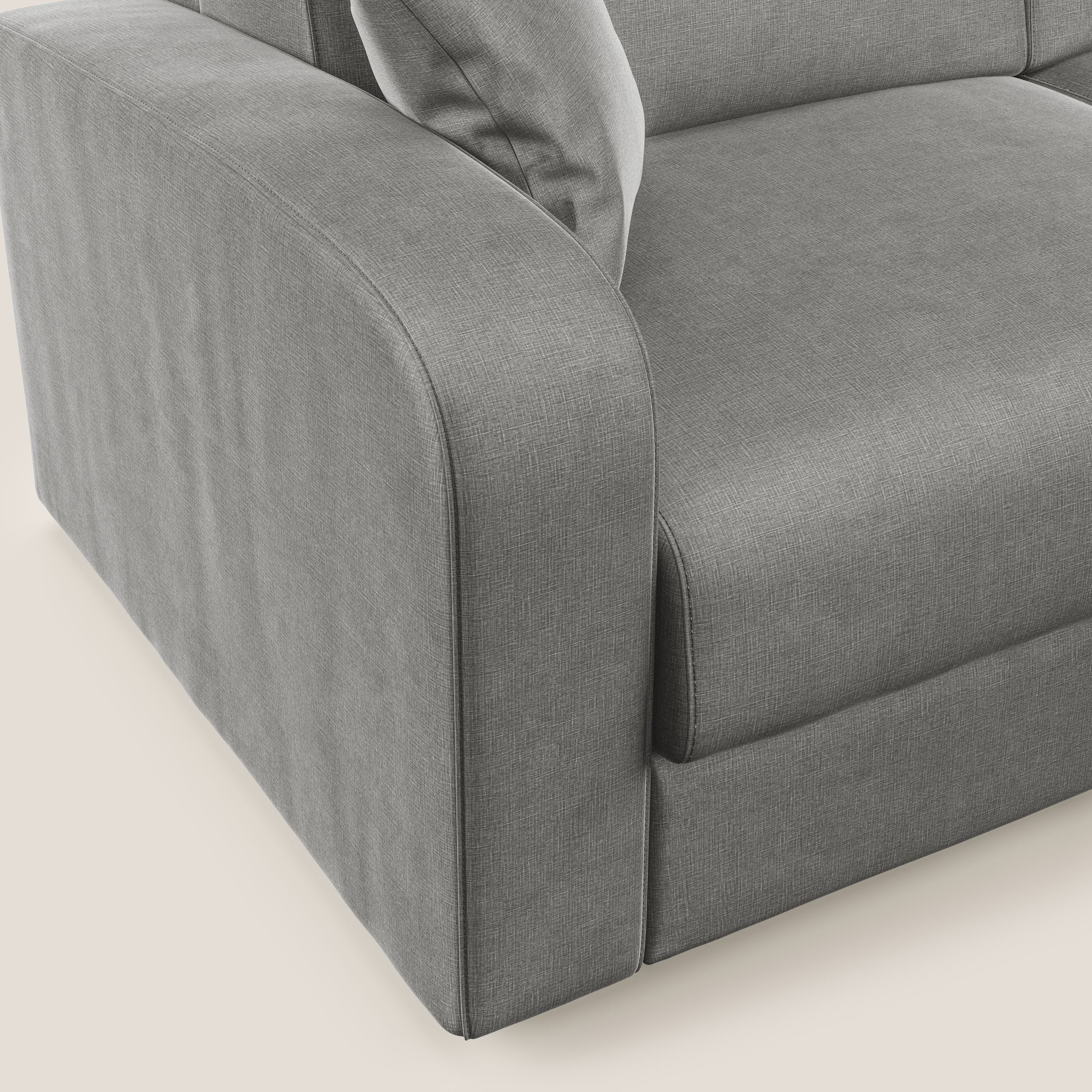 Lebron Divano letto angolare con penisola in velluto morbido T01 grigio - divani.store