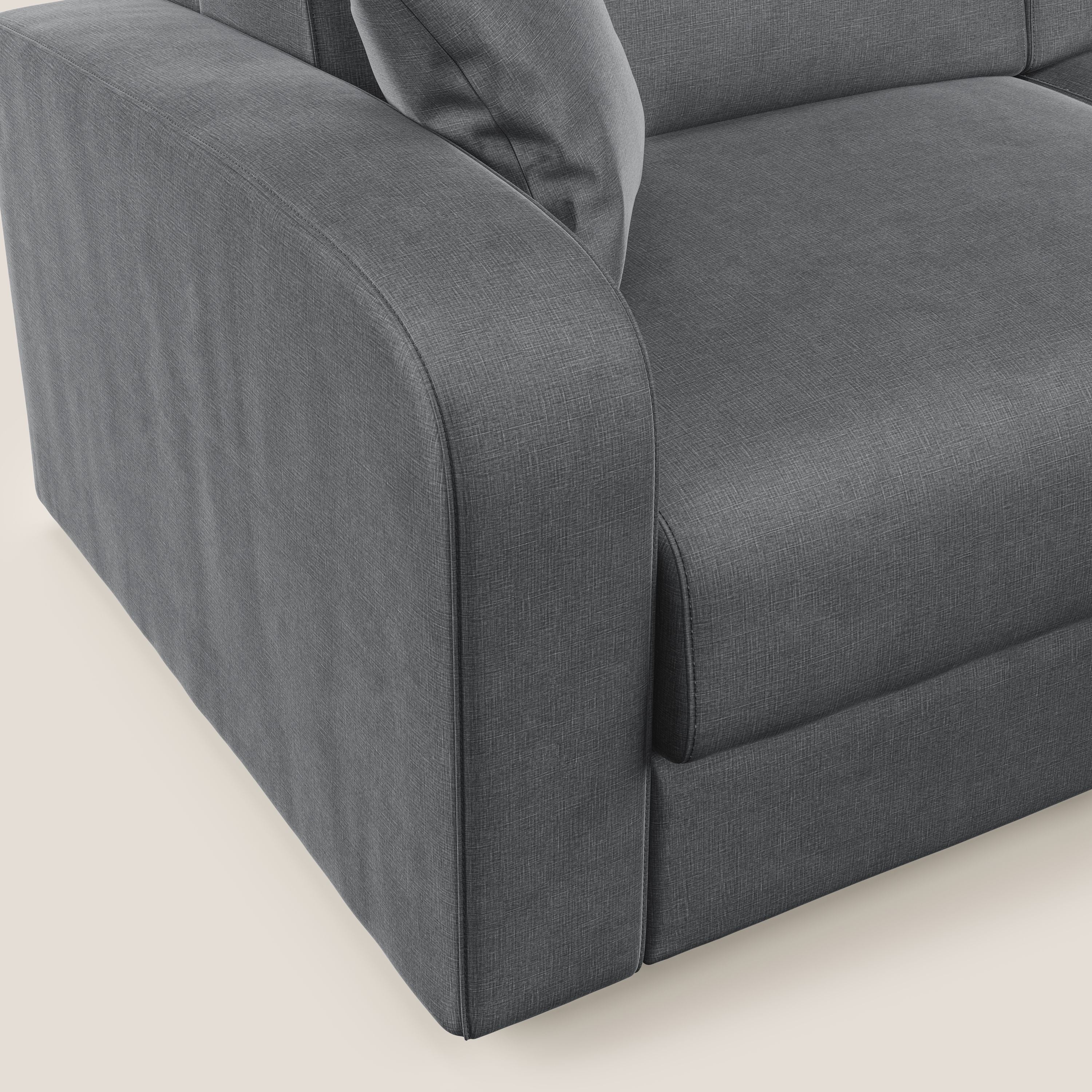 Lebron Divano letto angolare con penisola in velluto morbido T01 antracite - divani.store