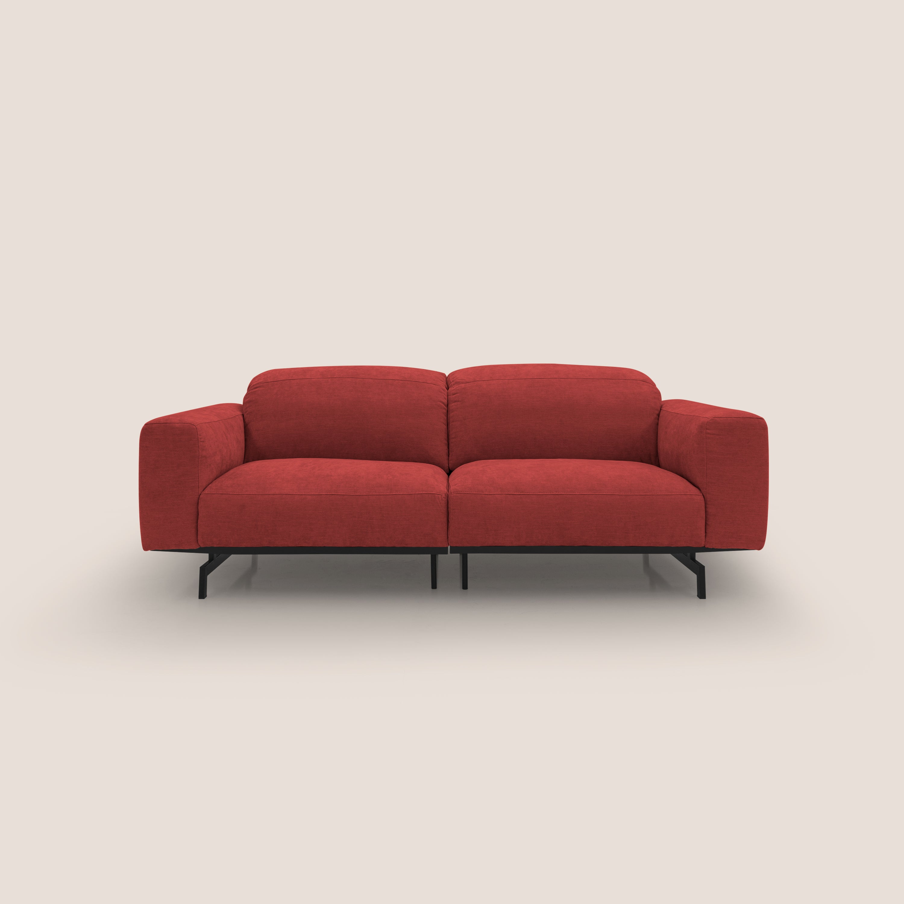 Sakura divano in piuma d'oca modulare componibile in morbido tessuto fiammato impermeabile T14 rosso - divani.store