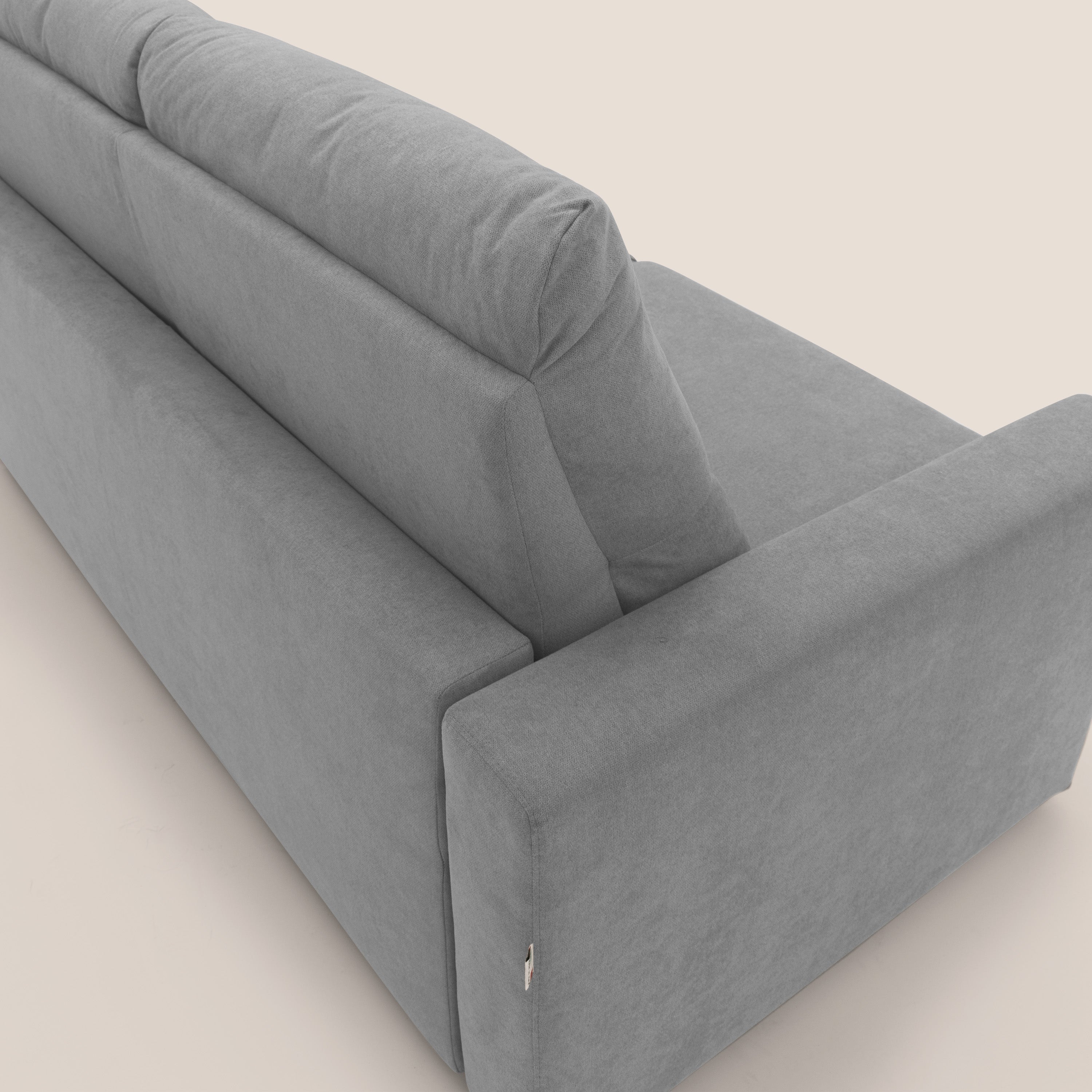 Paloma divano letto con materasso alto 18 cm con Aloe Vera in tessuto impermeabile grigio chiaro - divani.store