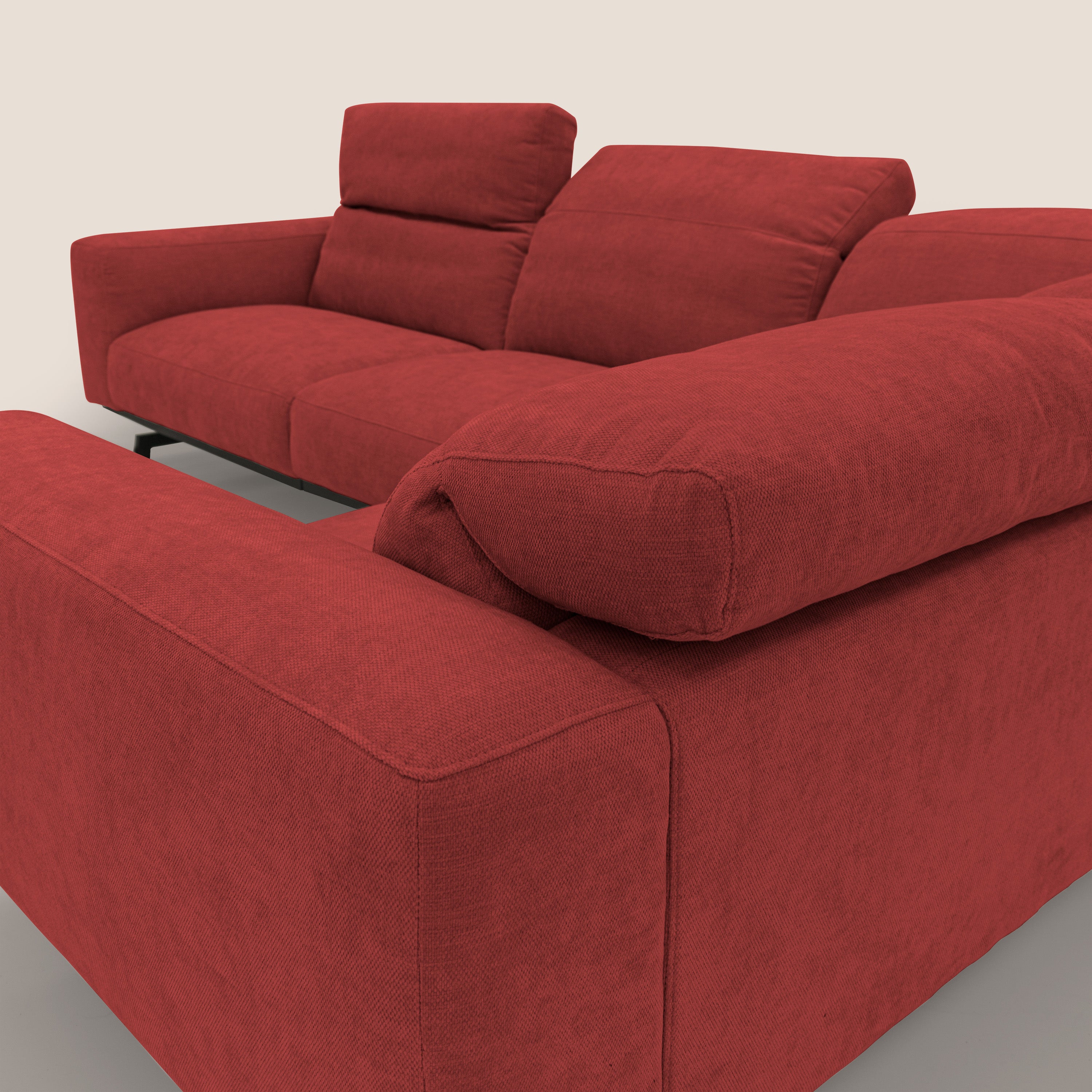 Sakura wendbares, modulares Ecksofa aus weichem, wasserfestem geflammtem Stoff T14 rot