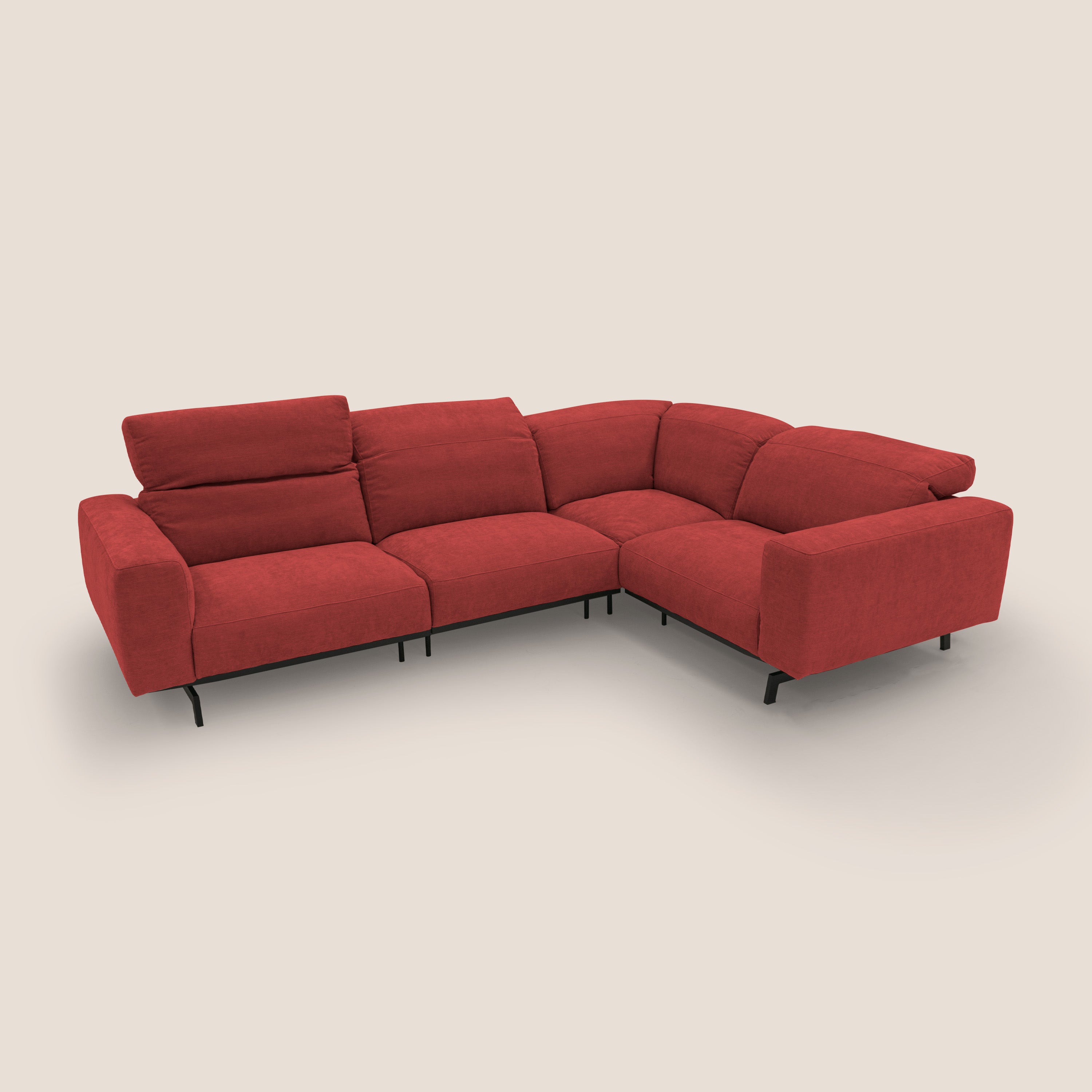 Sakura wendbares, modulares Ecksofa aus weichem, wasserfestem geflammtem Stoff T14 rot