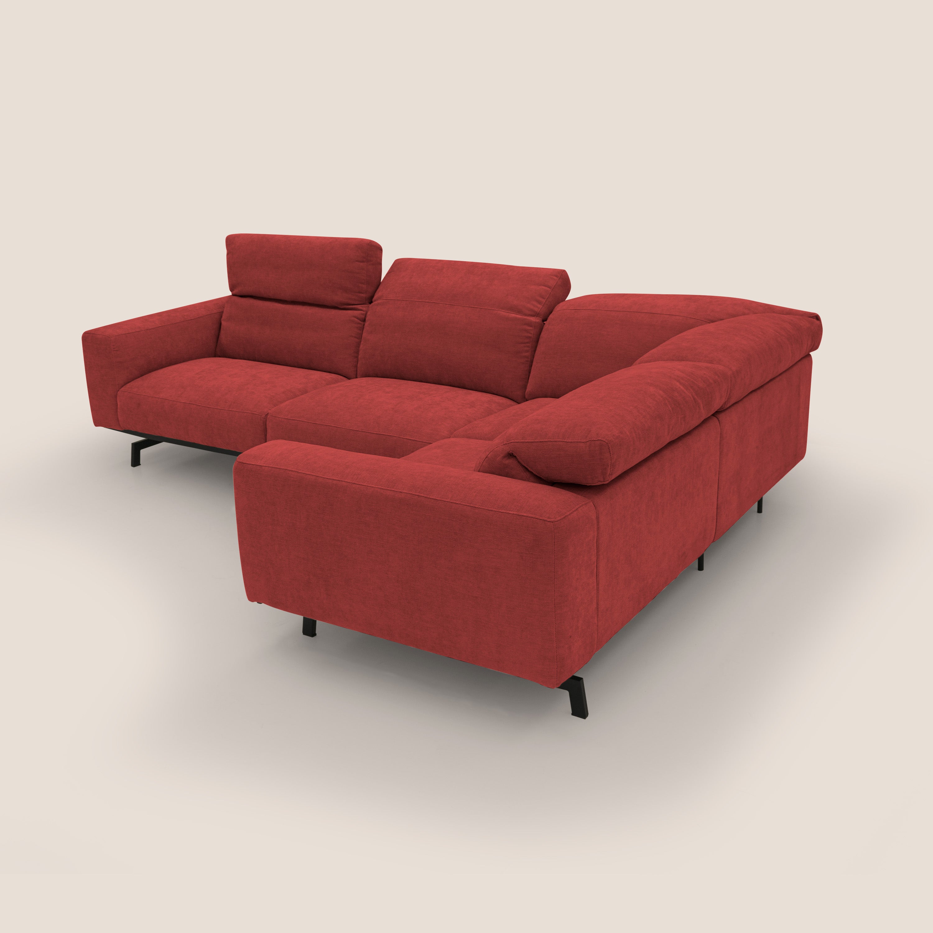 Sakura wendbares, modulares Ecksofa aus weichem, wasserfestem geflammtem Stoff T14 rot