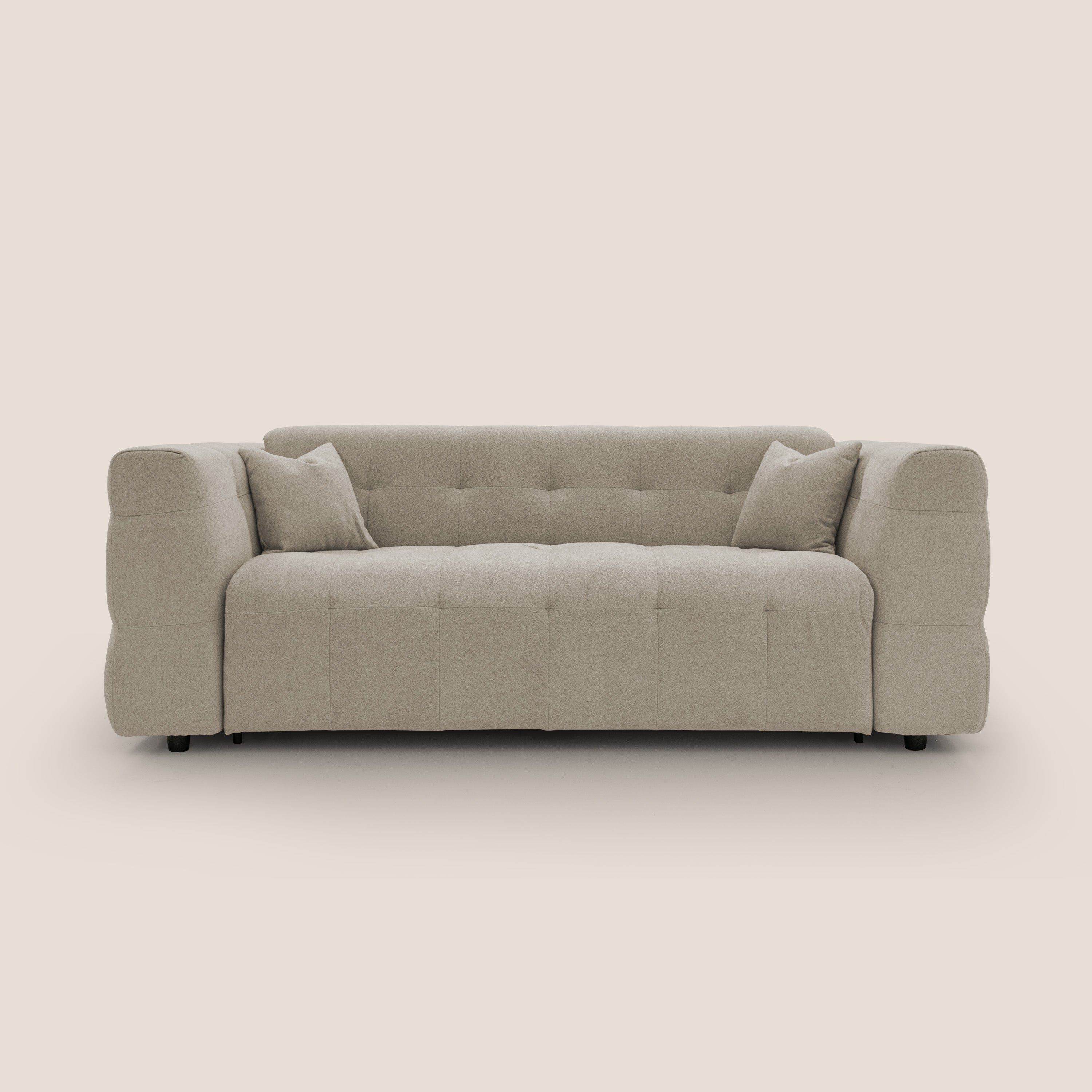 Tender Divano letto matrimoniale dal design innovativo in tessuto bouclet impermeabile T07 beige - divani.store