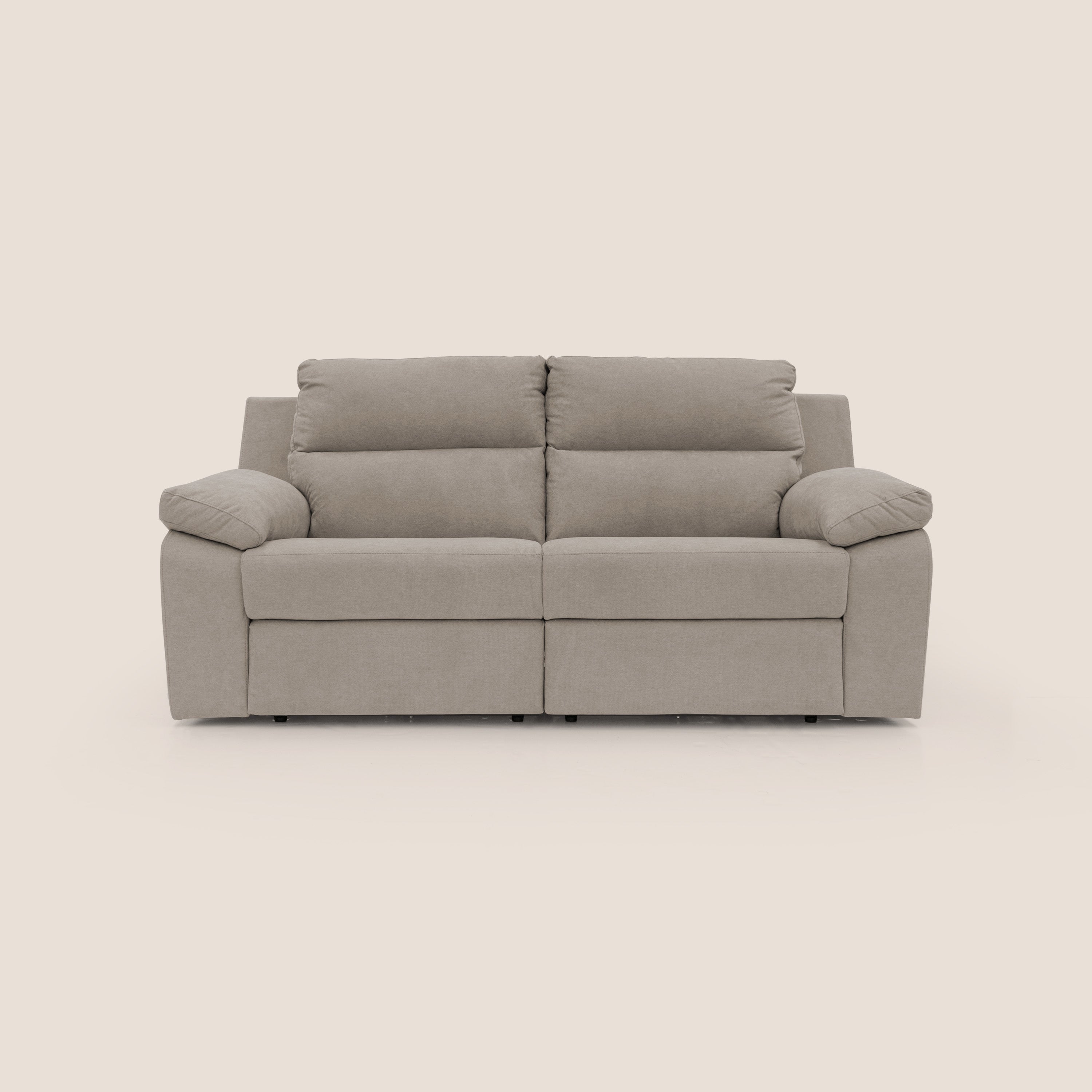 Romeo Divano relax con recliner elettrico in morbido tessuto impermeabile T02 beige - divani.store