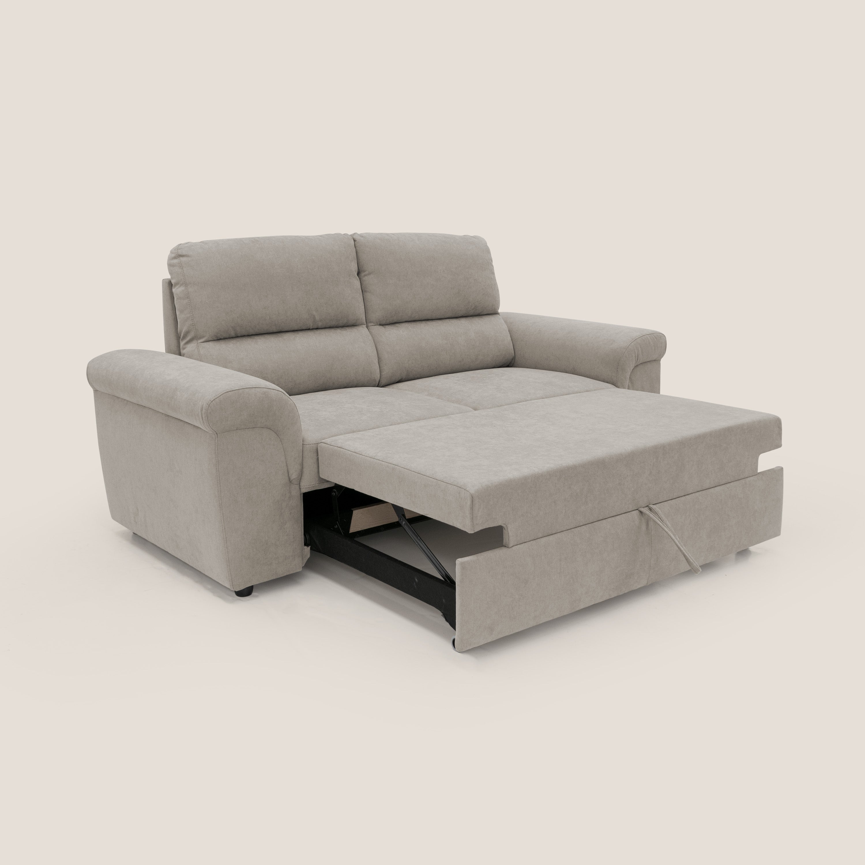 Minerva divano con pouf estraibile poggiapiedi in tessuto morbido impermeabile T02 beige - divani.store