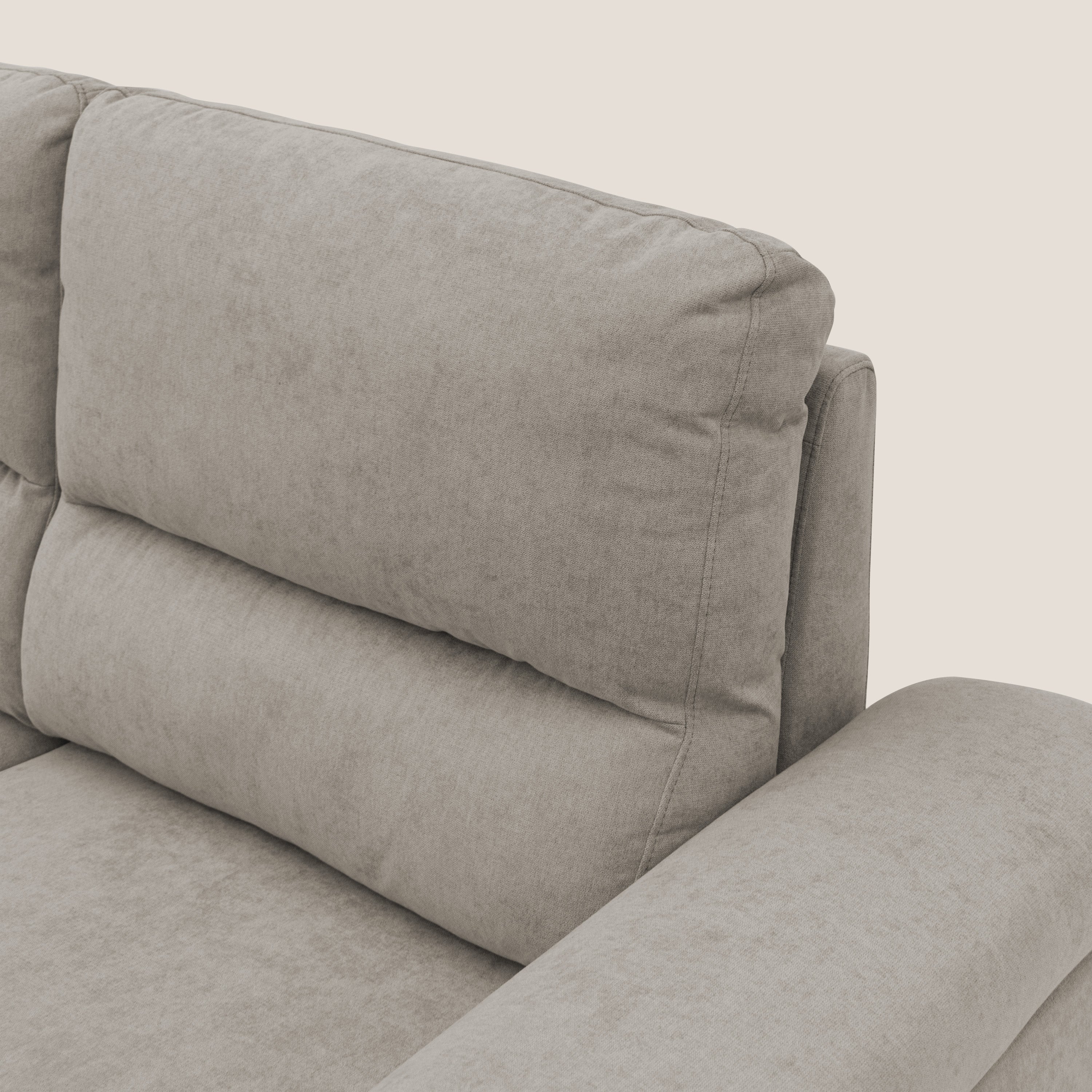 Minerva divano con pouf estraibile poggiapiedi in tessuto morbido impermeabile T02 beige - divani.store