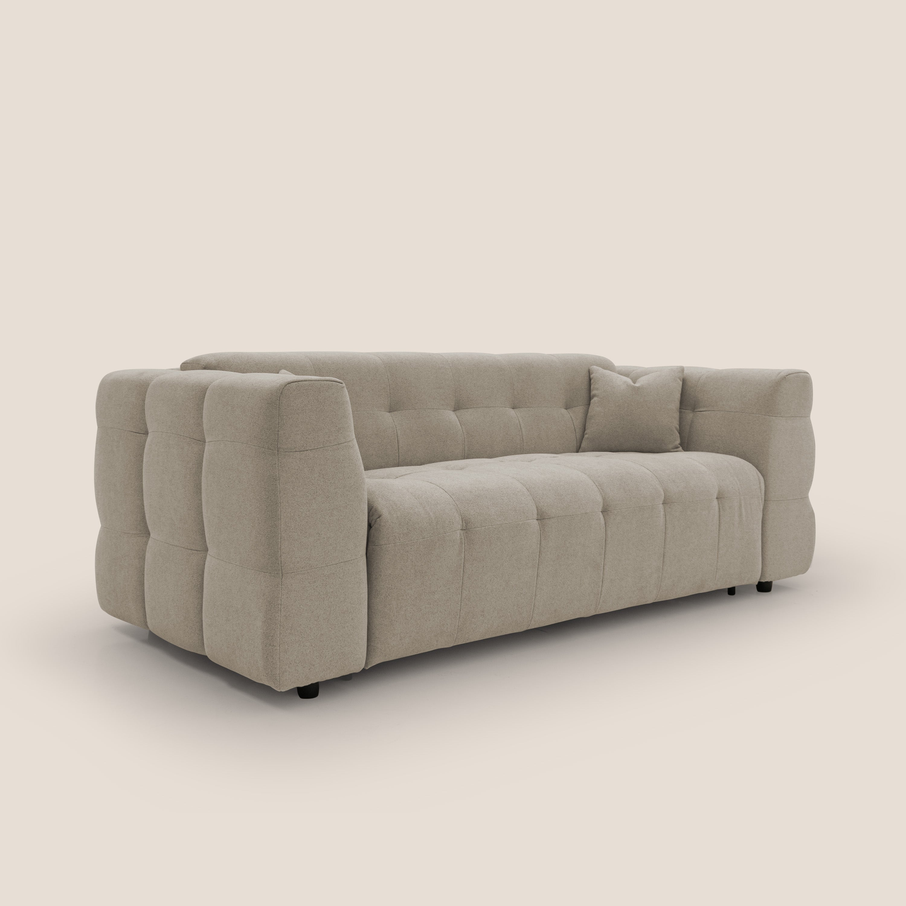 Tender Divano letto matrimoniale dal design innovativo in tessuto bouclet impermeabile T07 beige - divani.store