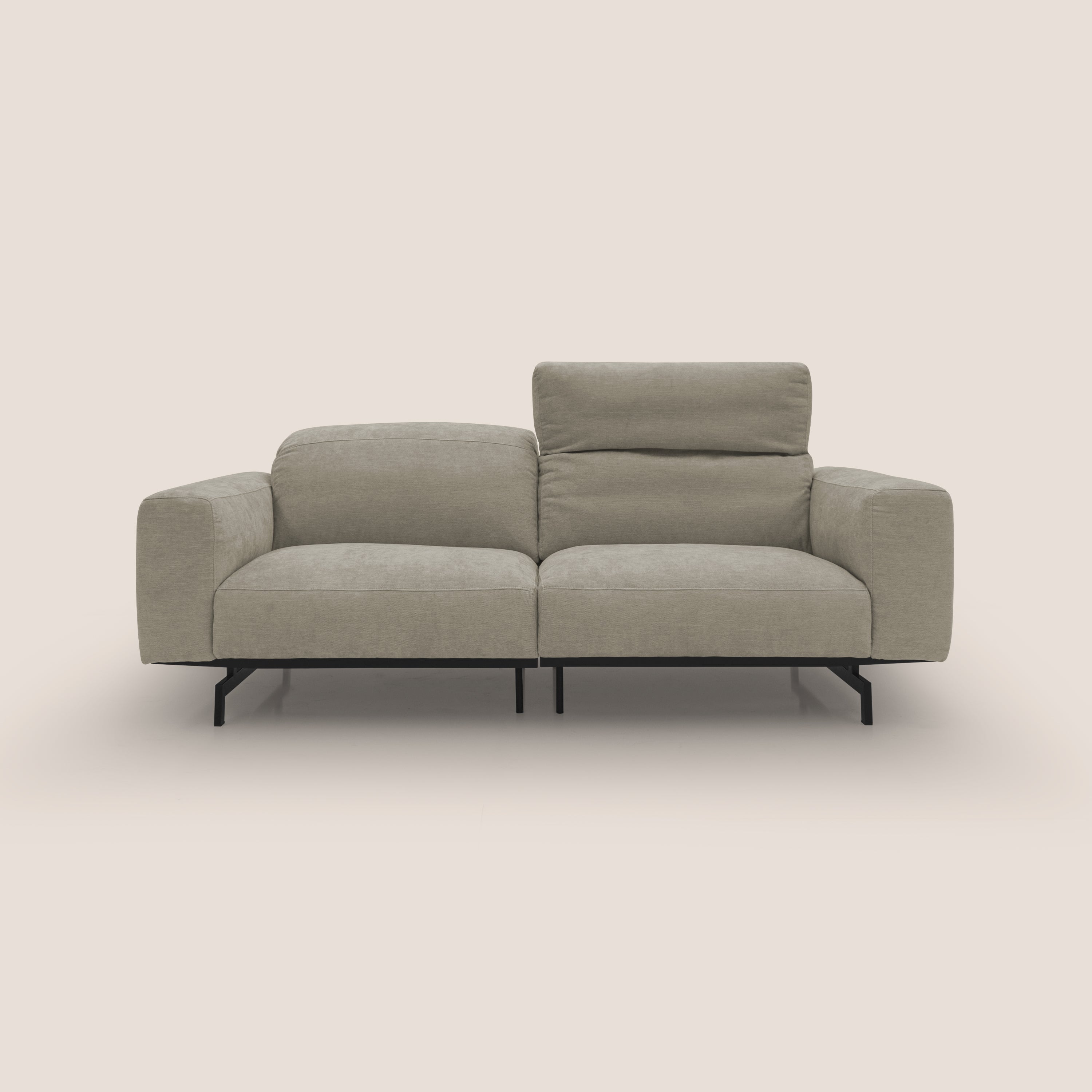 Sakura divano in piuma d'oca modulare componibile in morbido tessuto fiammato impermeabile T14 tortora - divani.store