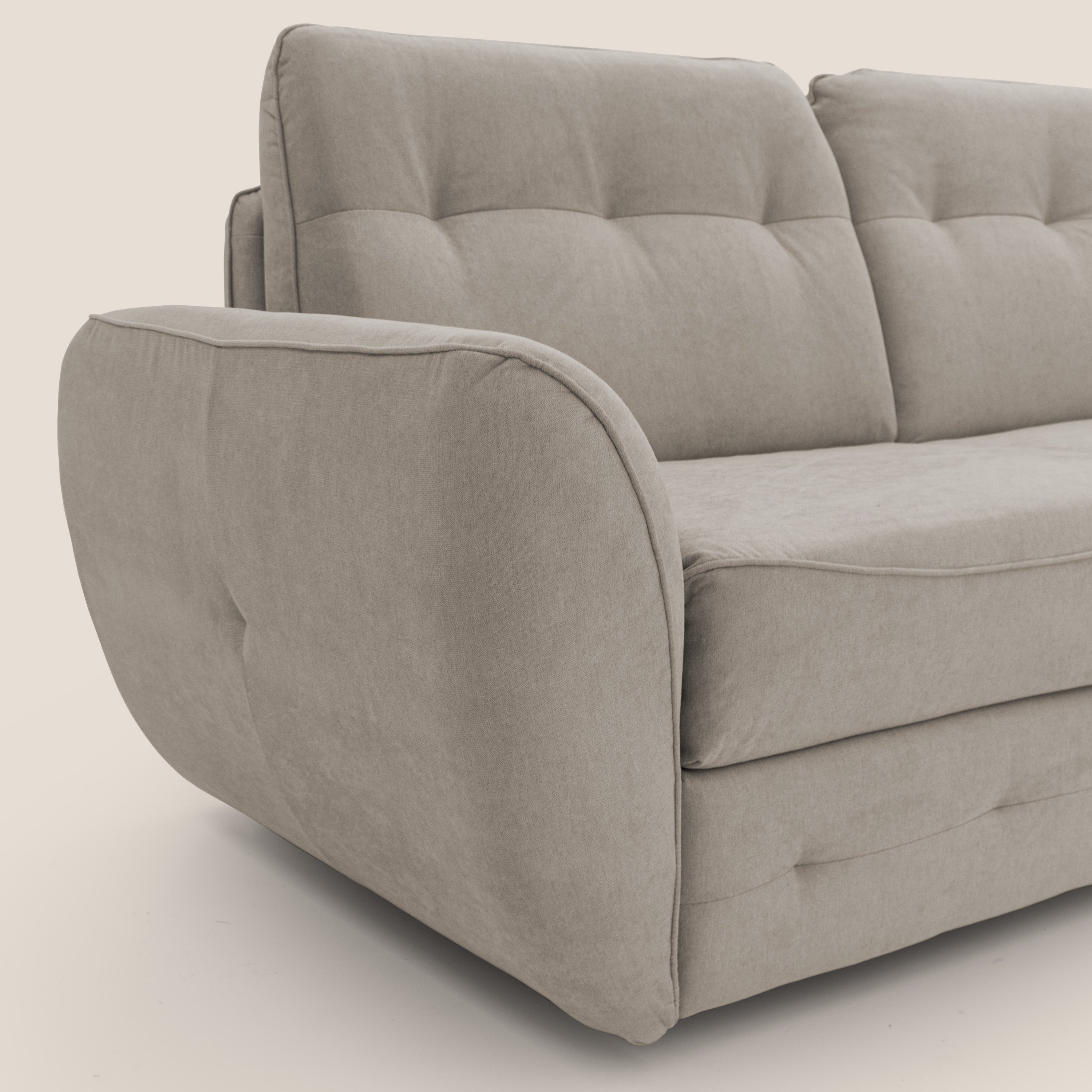 Zeus divano letto angolare con materasso H18 cm pouf mobile in tessuto impermeabile T02 - divani.store