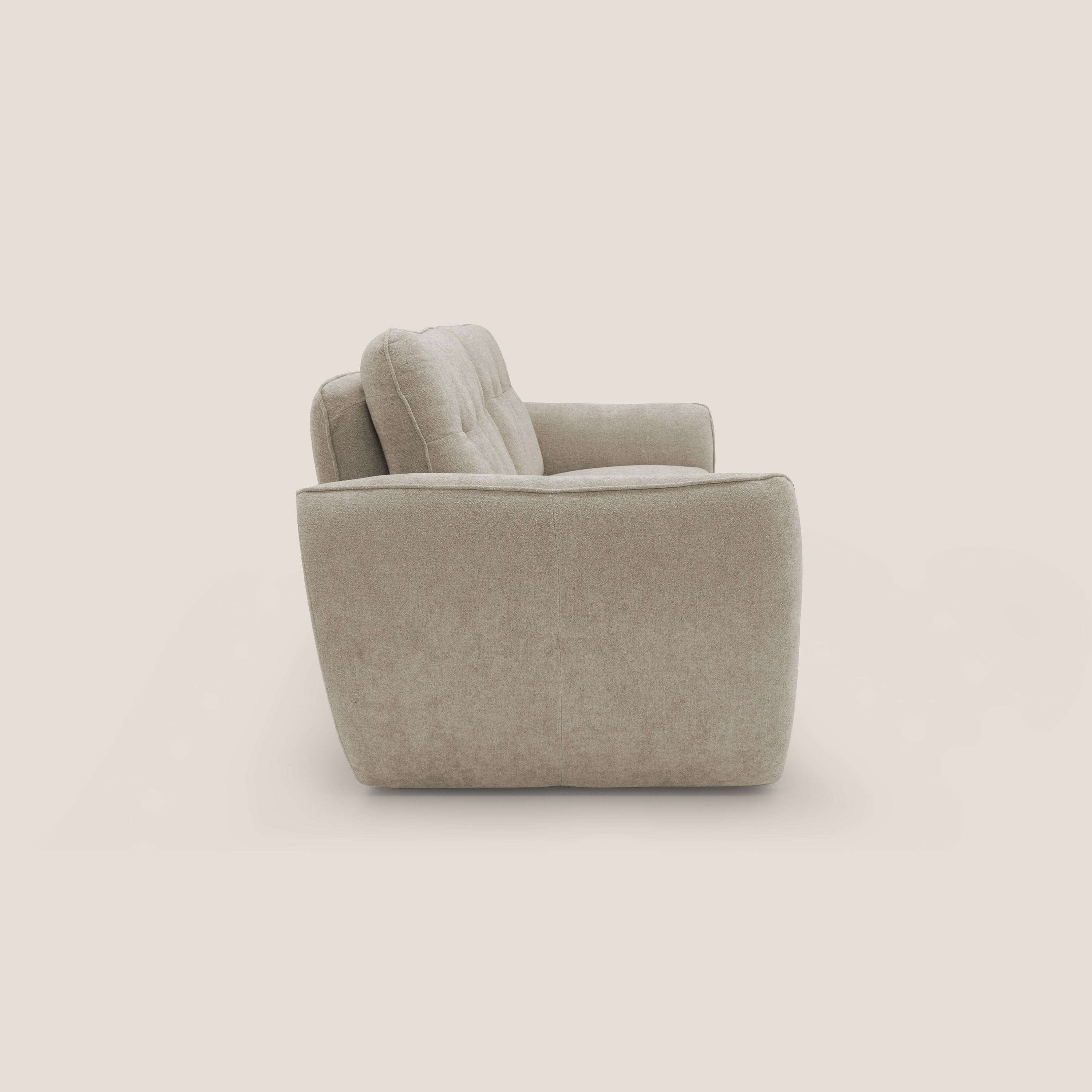 Cerbero divano 2 e 3 posti in morbido bouclé impermeabile T07 beige - divani.store