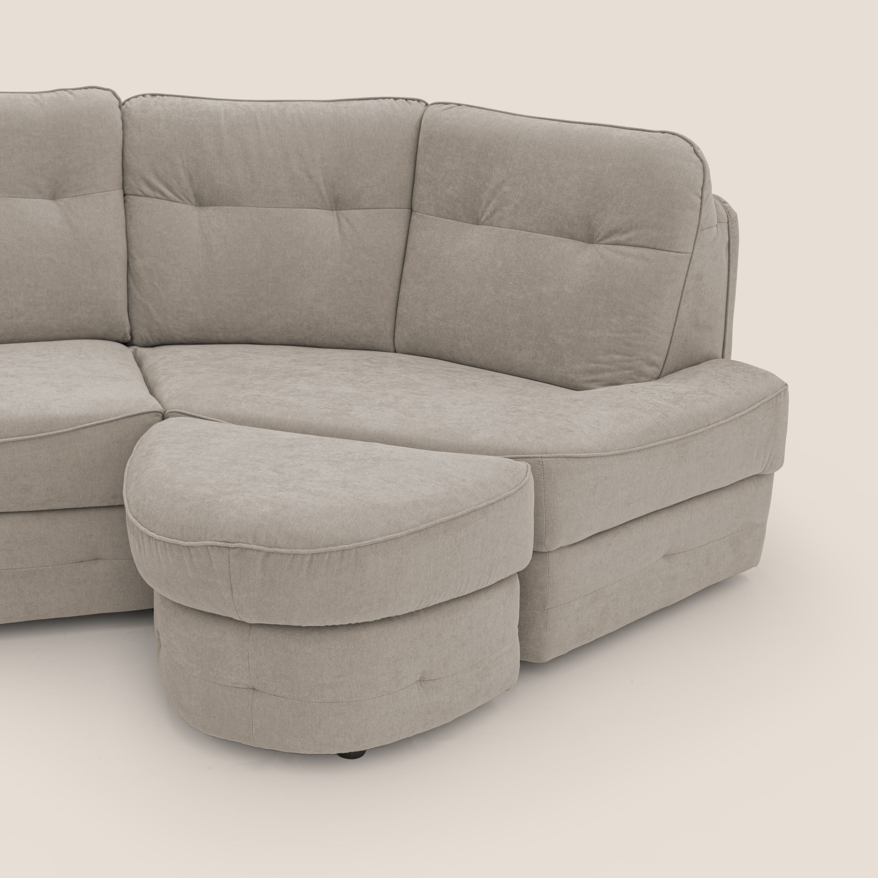 Zeus divano letto angolare con materasso H18 cm pouf mobile in tessuto impermeabile T02 - divani.store