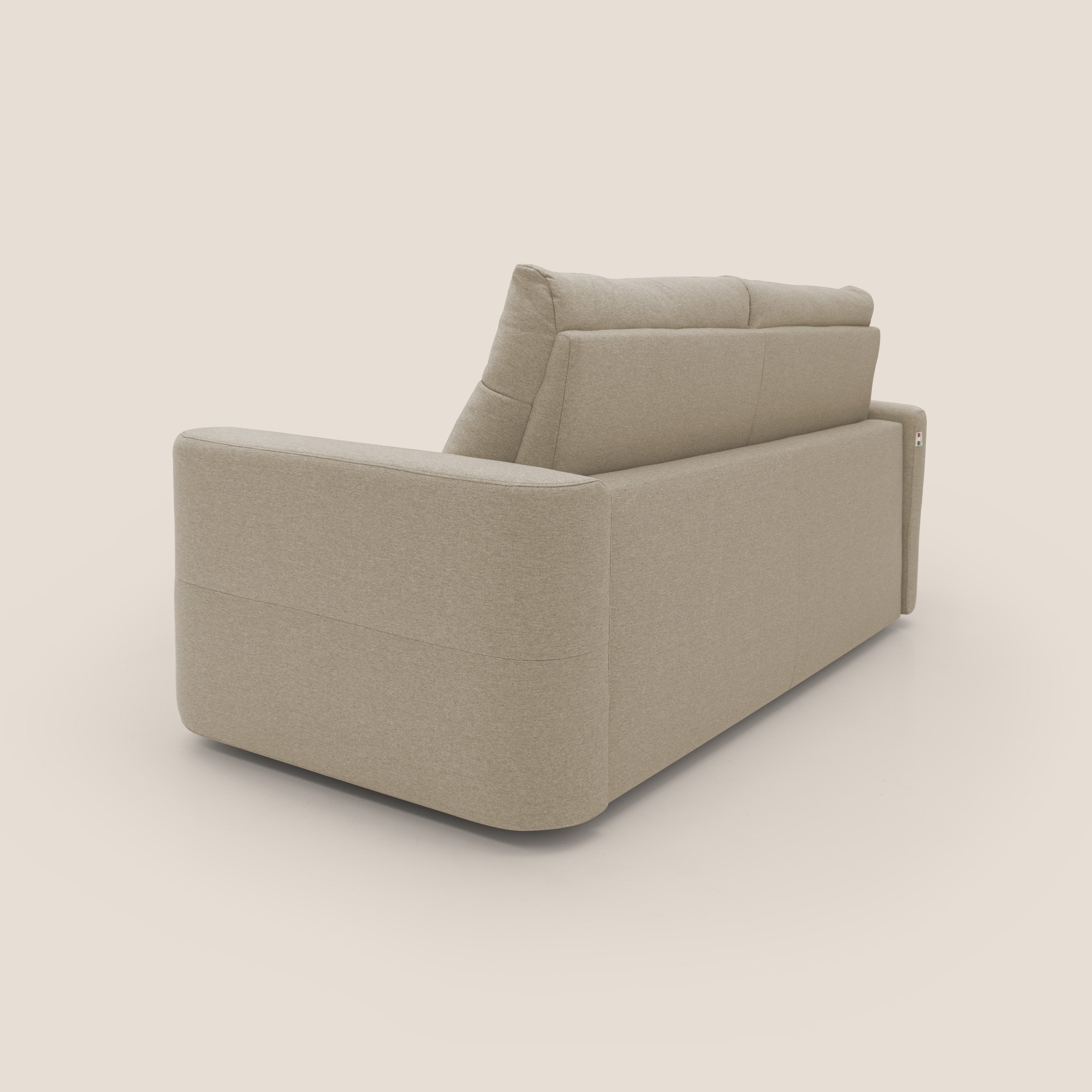 Cupido Divano letto materasso H18 cm e schienale alto in tessuto impermeabile simil cotone T13 beige - divani.store