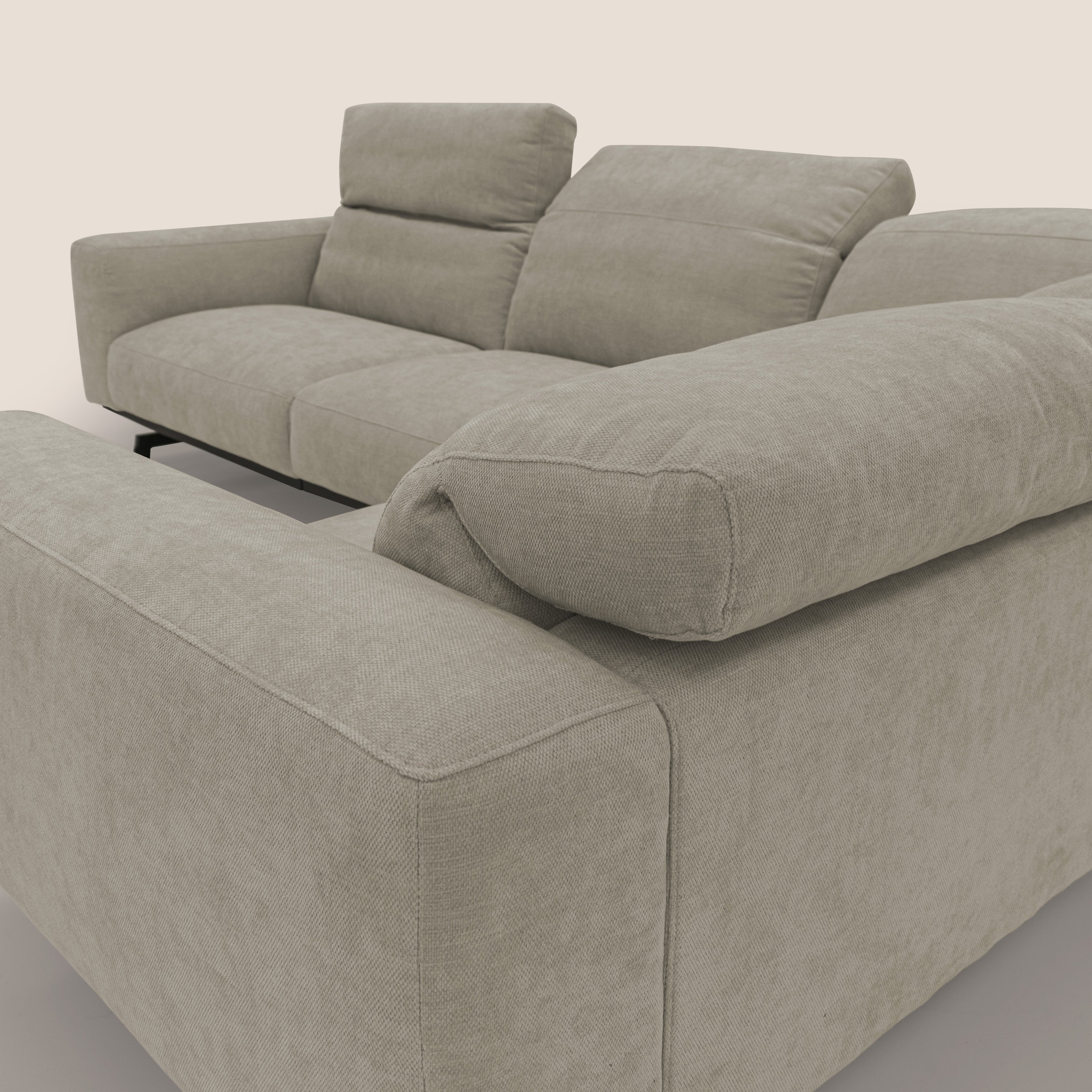 Sakura wendbares, modulares Ecksofa aus weichem, wasserfestem geflammtem Stoff T14 graubeige