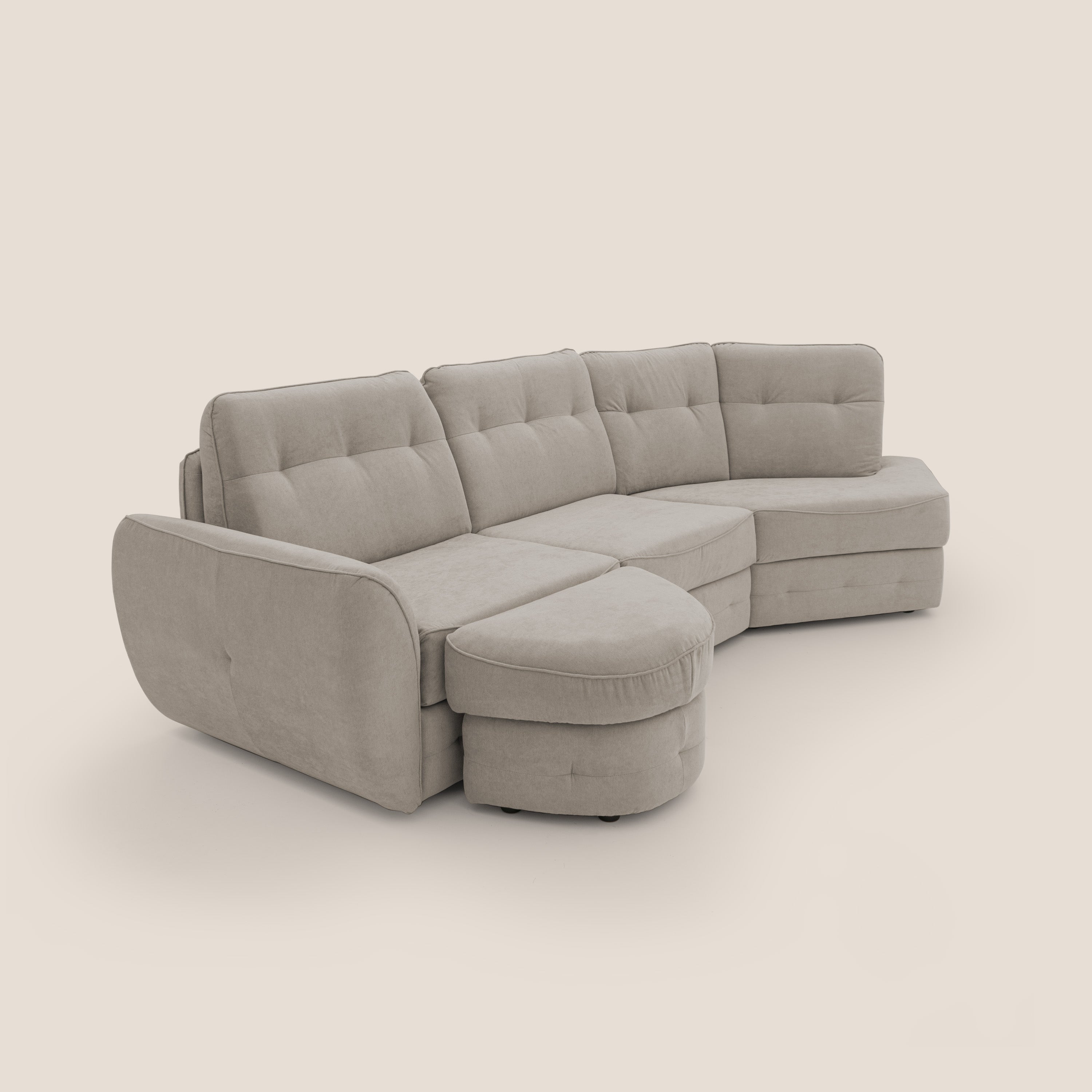 Zeus divano letto angolare con materasso H18 cm pouf mobile in tessuto impermeabile T02 - divani.store