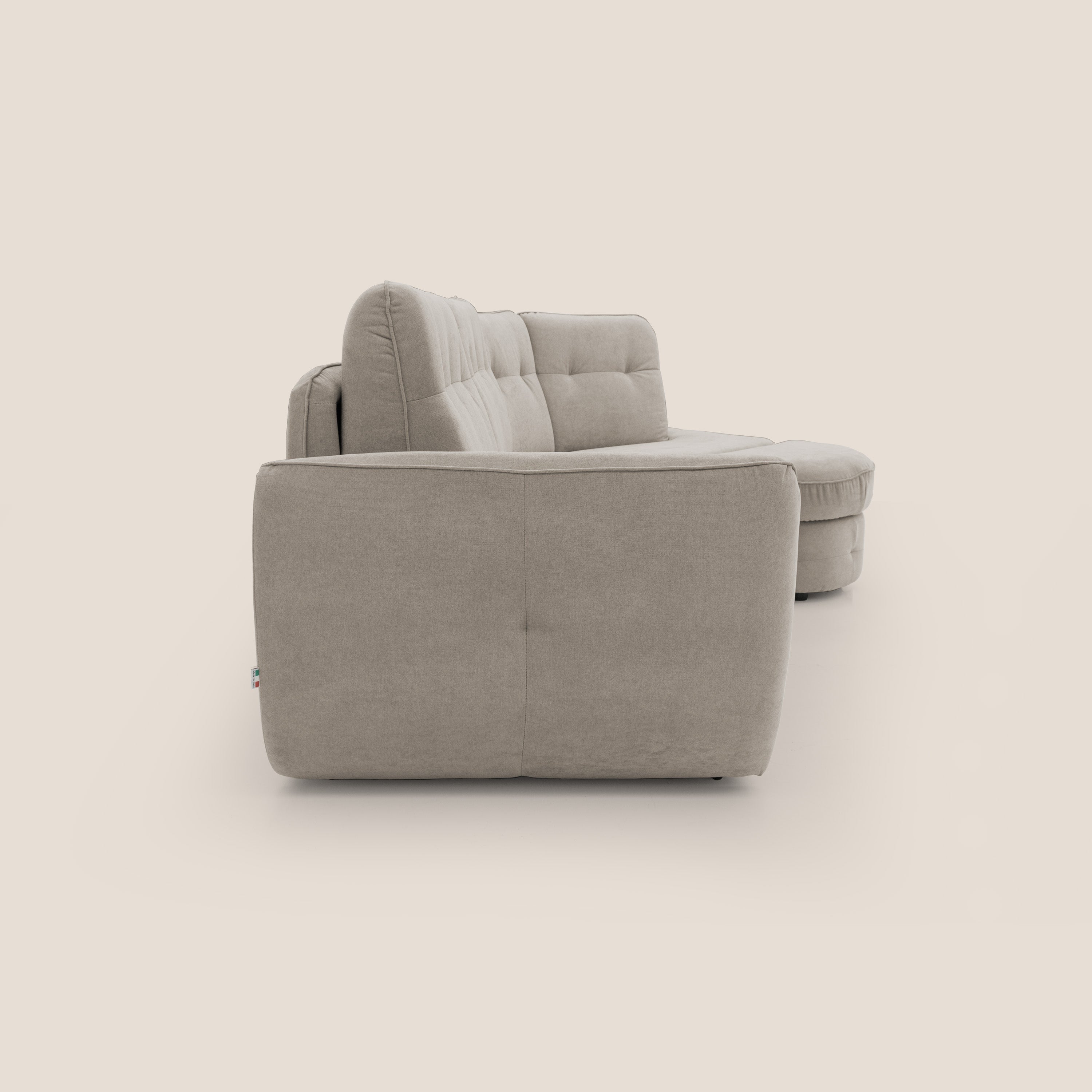 Zeus divano letto angolare con materasso H18 cm pouf mobile in tessuto impermeabile T02 - divani.store