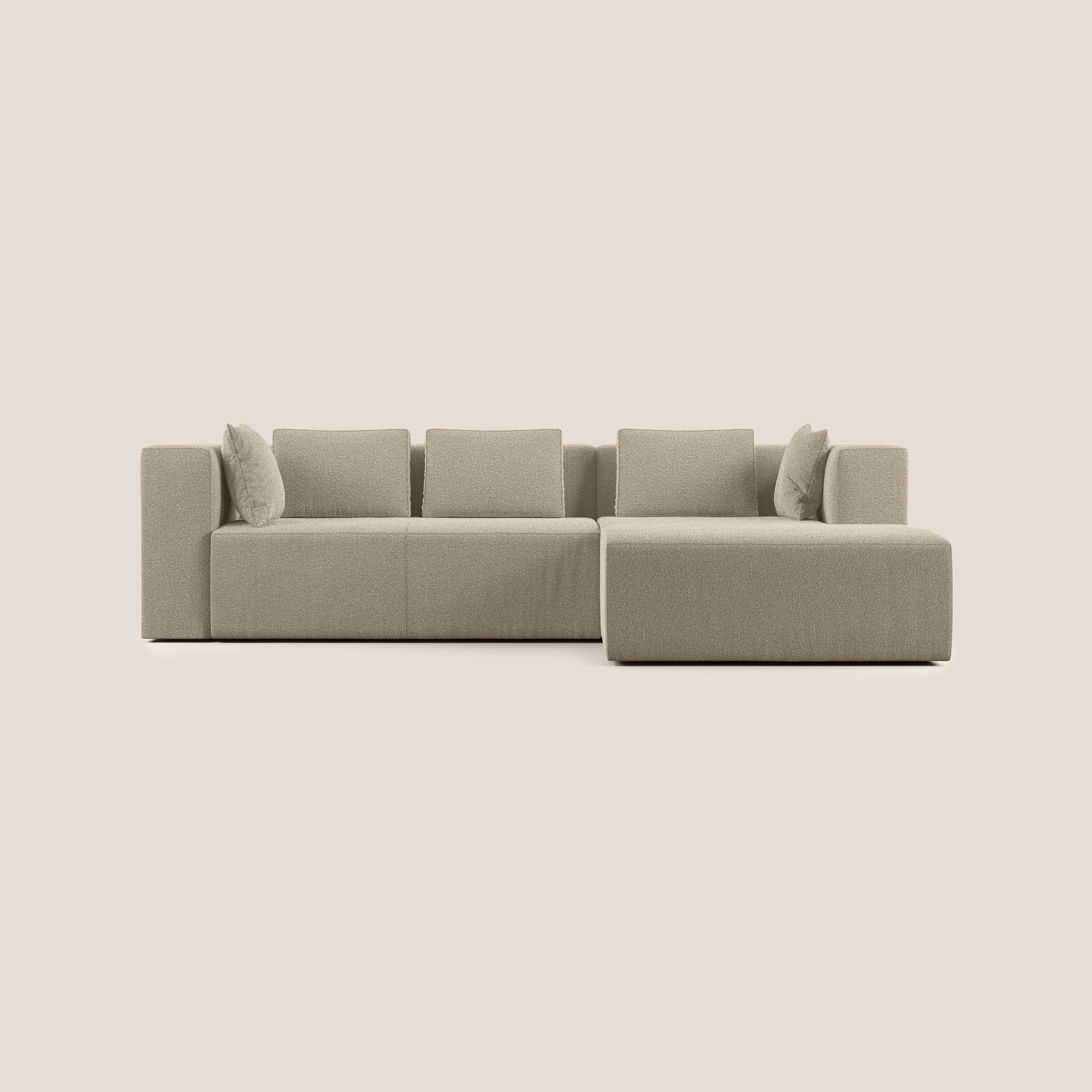 Nettuno divano angolare componibile in morbido tessuto bouclè T07 beige - divani.store