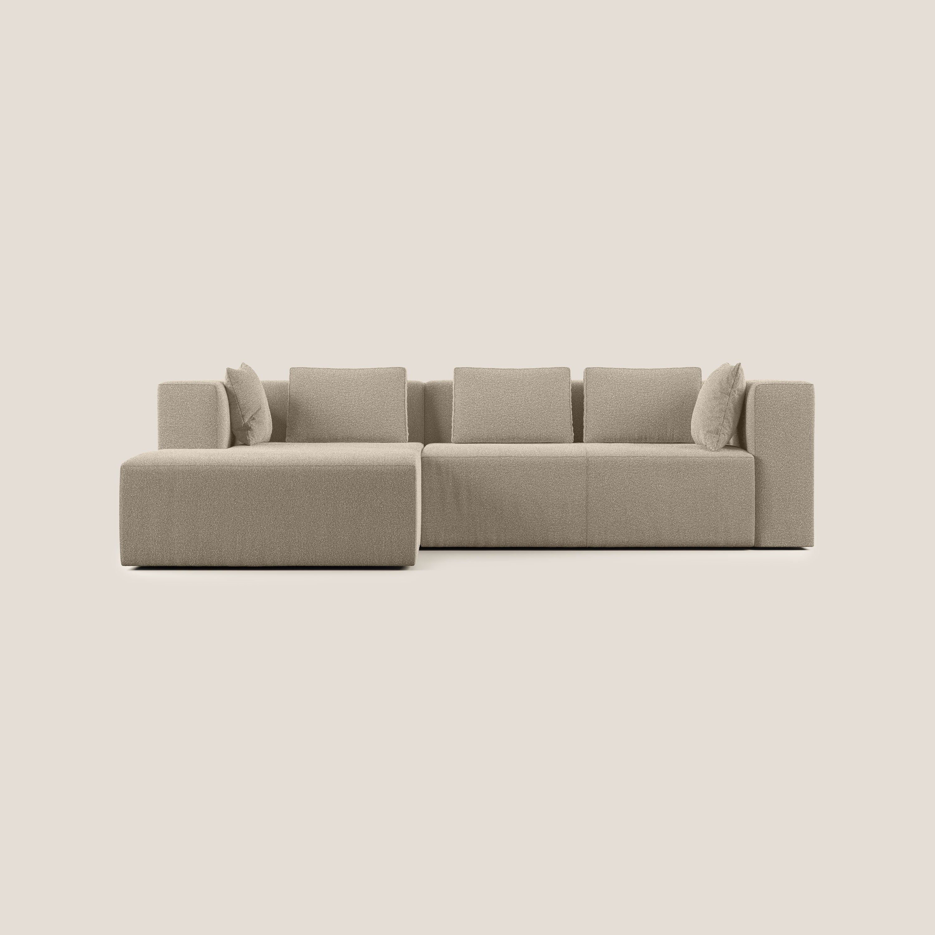 Nettuno divano angolare componibile in morbido tessuto bouclè T07 beige - divani.store