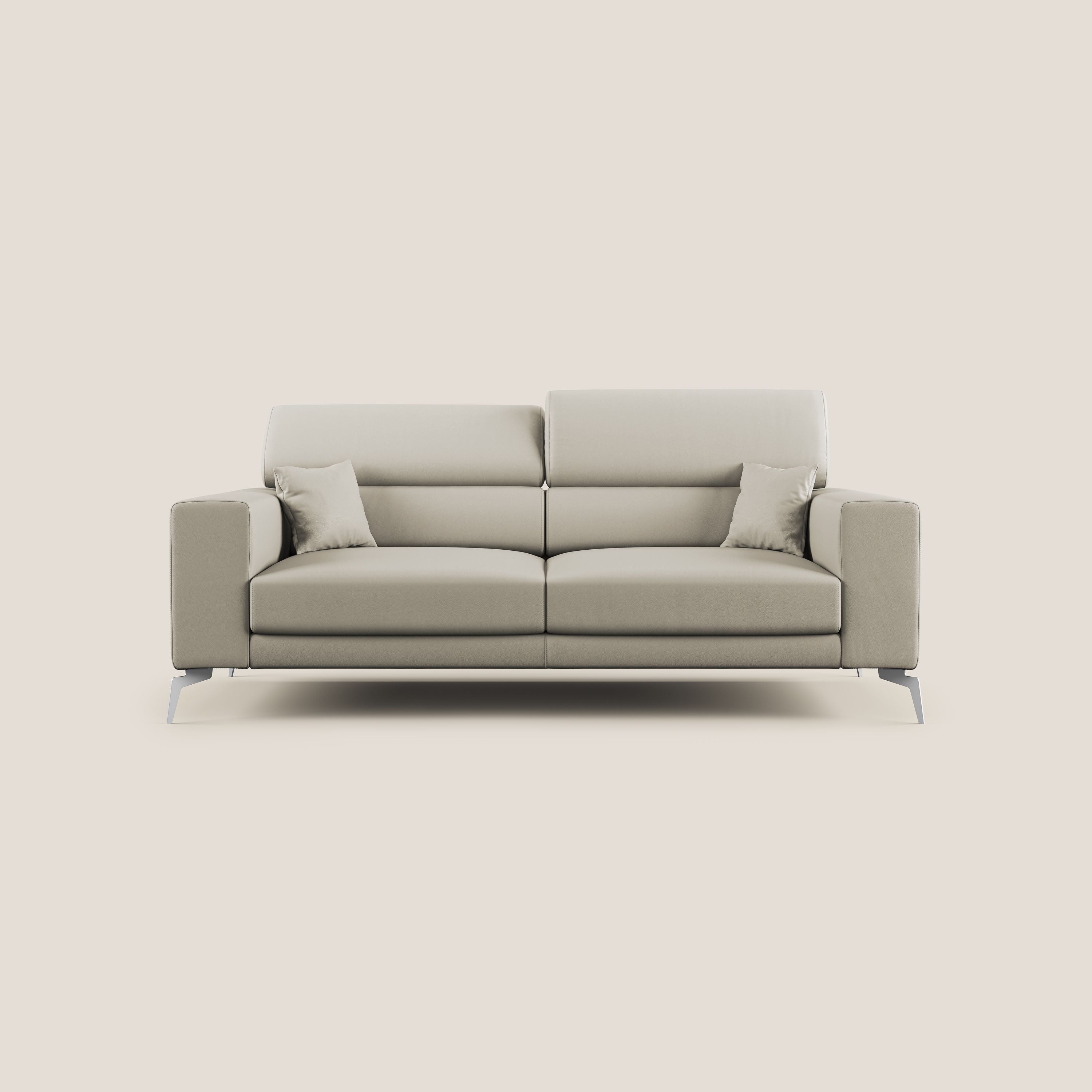 Blade Divano moderno con poggiatesta reclinabili in Ecopelle T04 tortora - divani.store