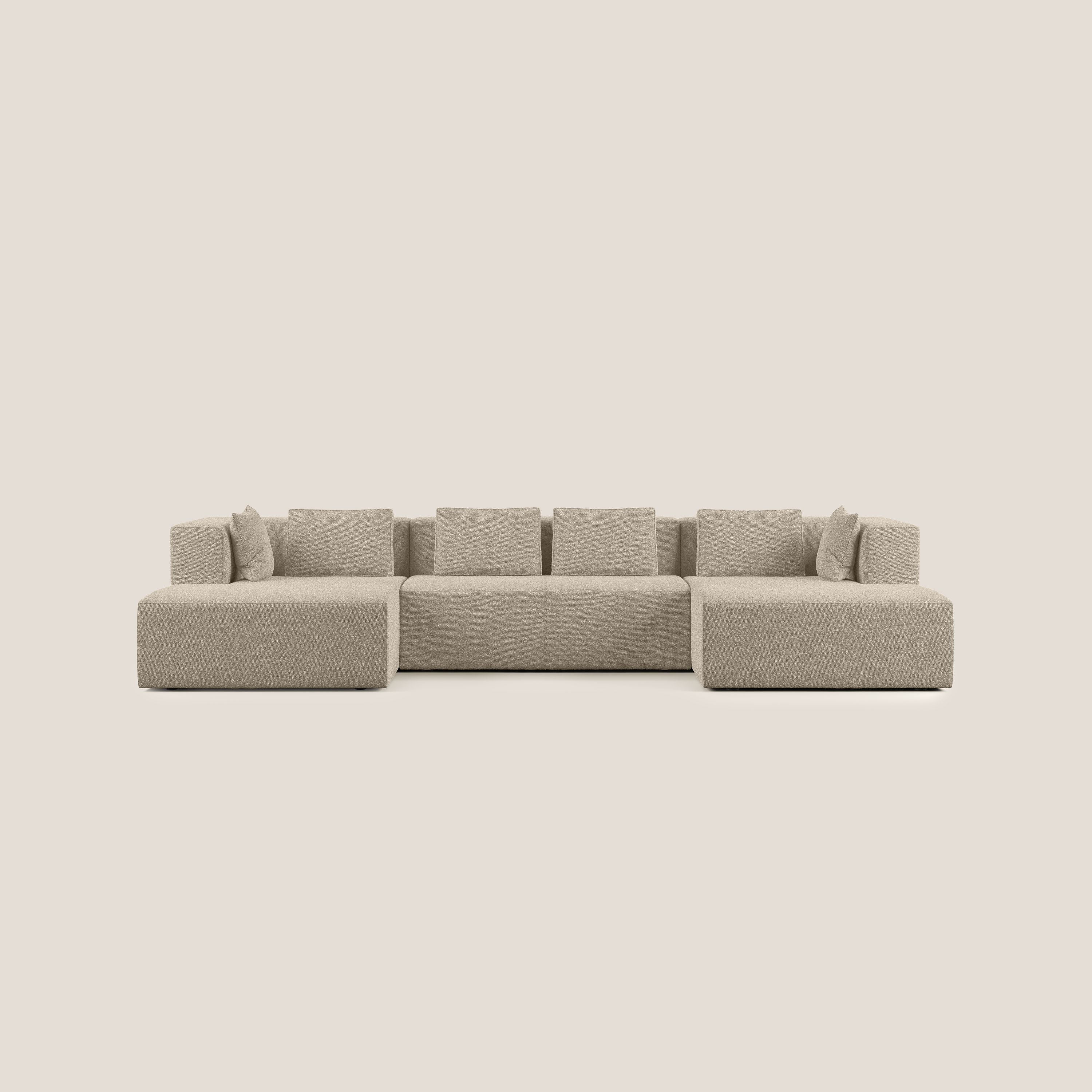 Nettuno divano panoramico in morbido tessuto bouclè T07 beige - divani.store