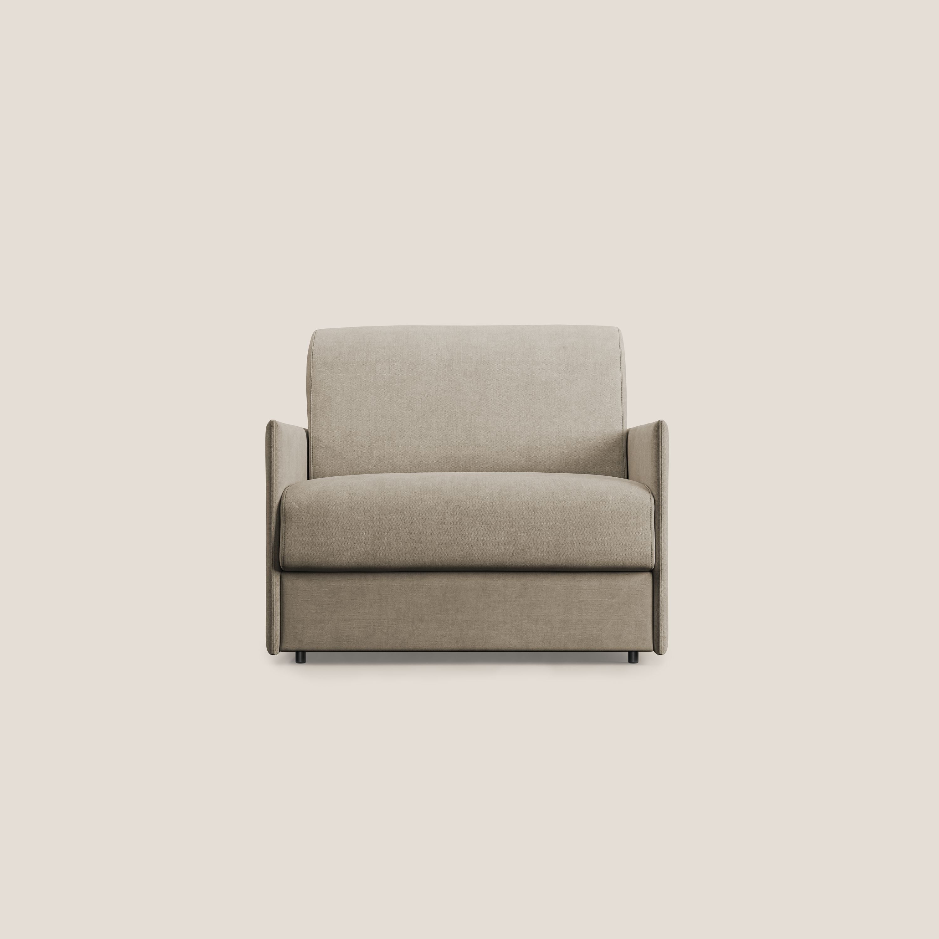 Evans poltrona letto in morbido tessuto impermeabile T02 beige - divani.store
