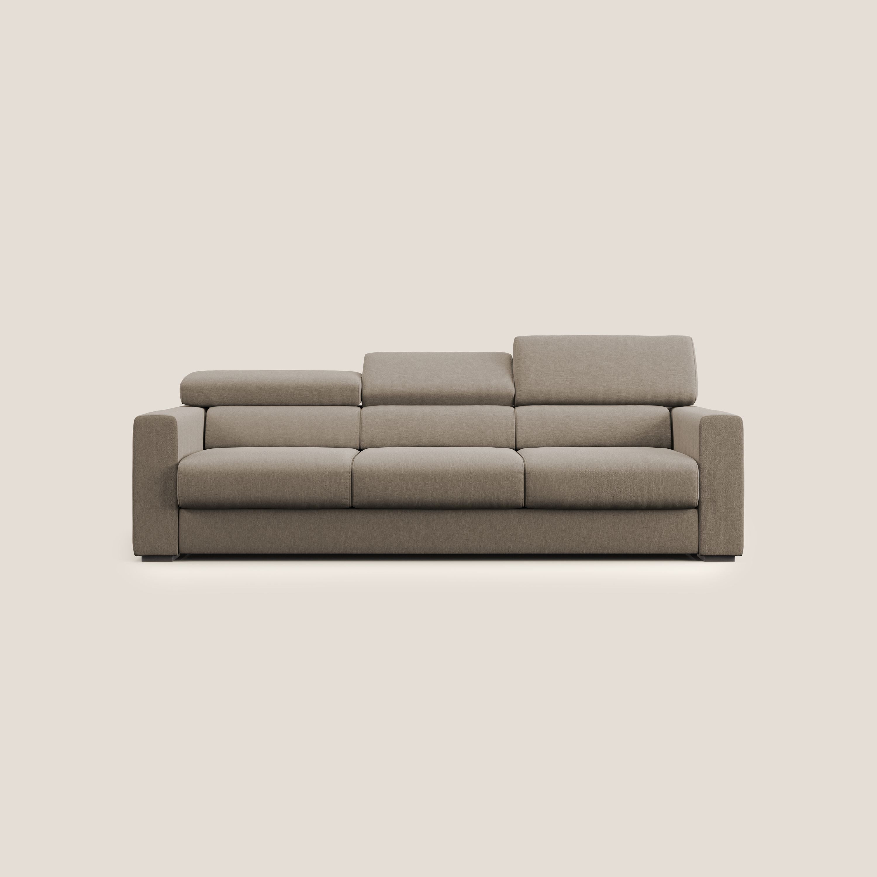 Dylan divano a 3 sedute con pouf estraibile poggiapiedi in tessuto simil cotone impermeabile T13 beige - divani.store
