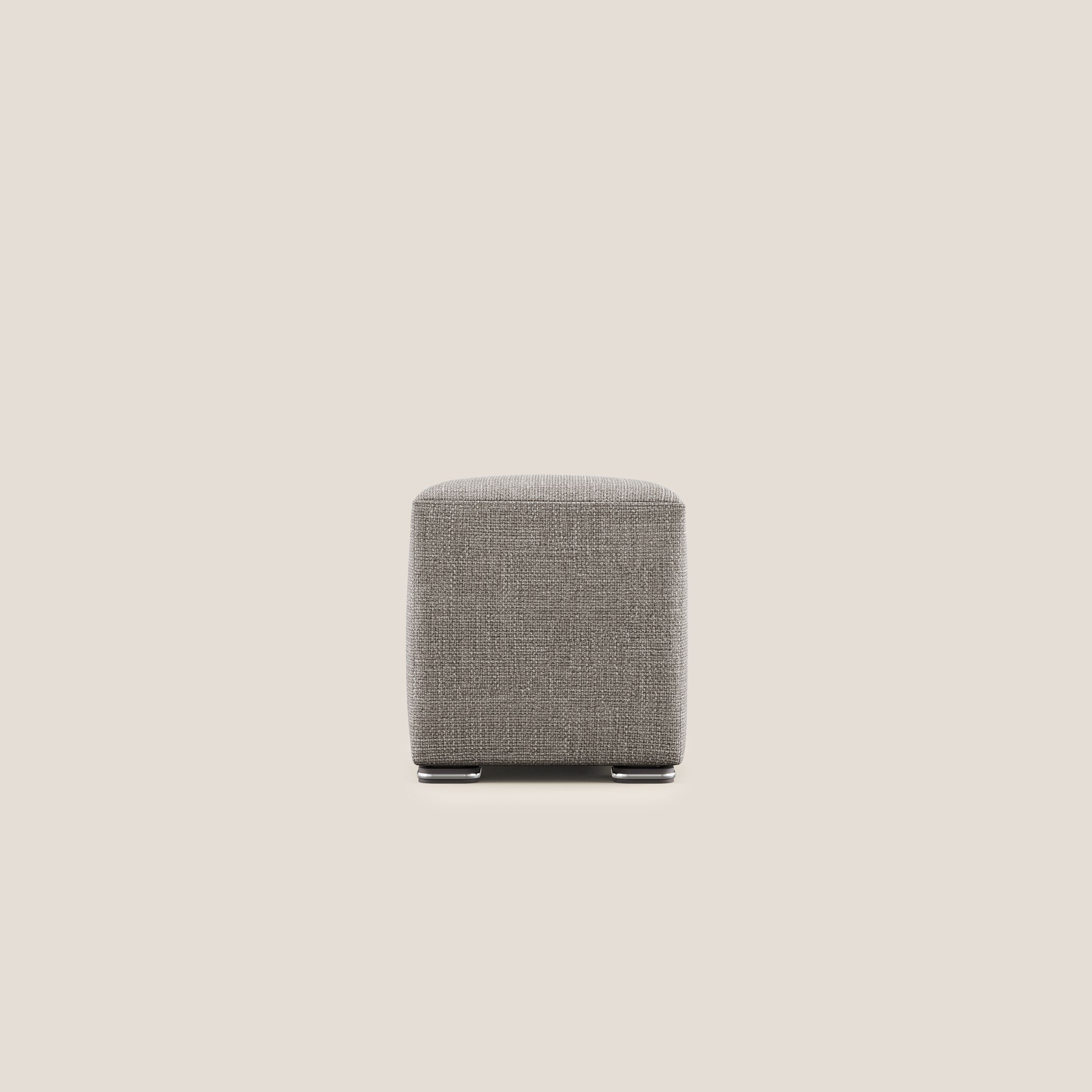 Cube pouf in morbido tessuto impermeabile ad intreccio melangiato T06 tortora - divani.store