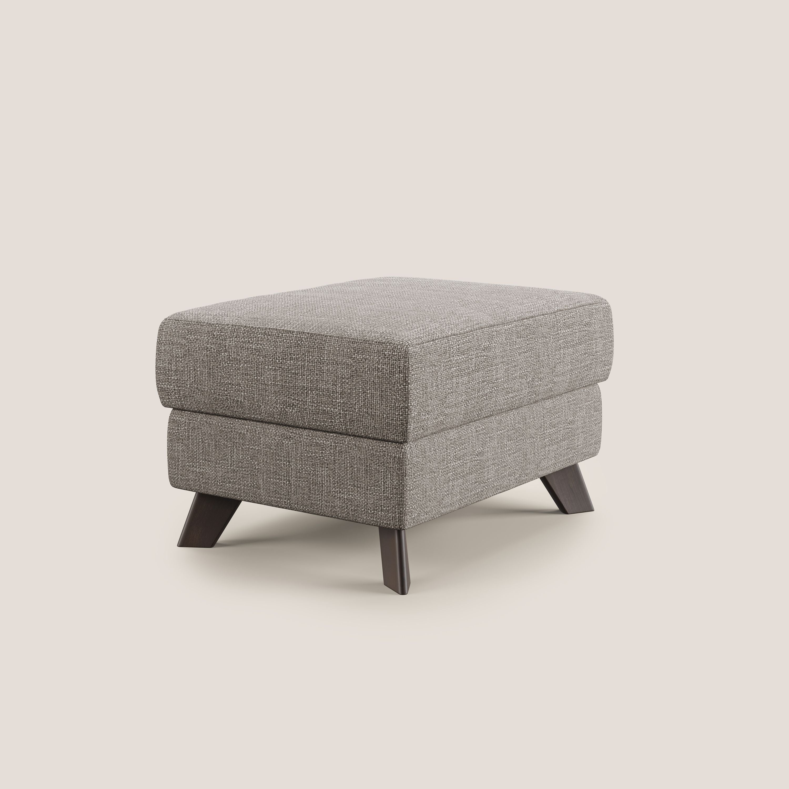 Moon Pouf contenitore e piedini alti in tessuto morbido ad intreccio soft-touch impermeabile T06 tortora - divani.store