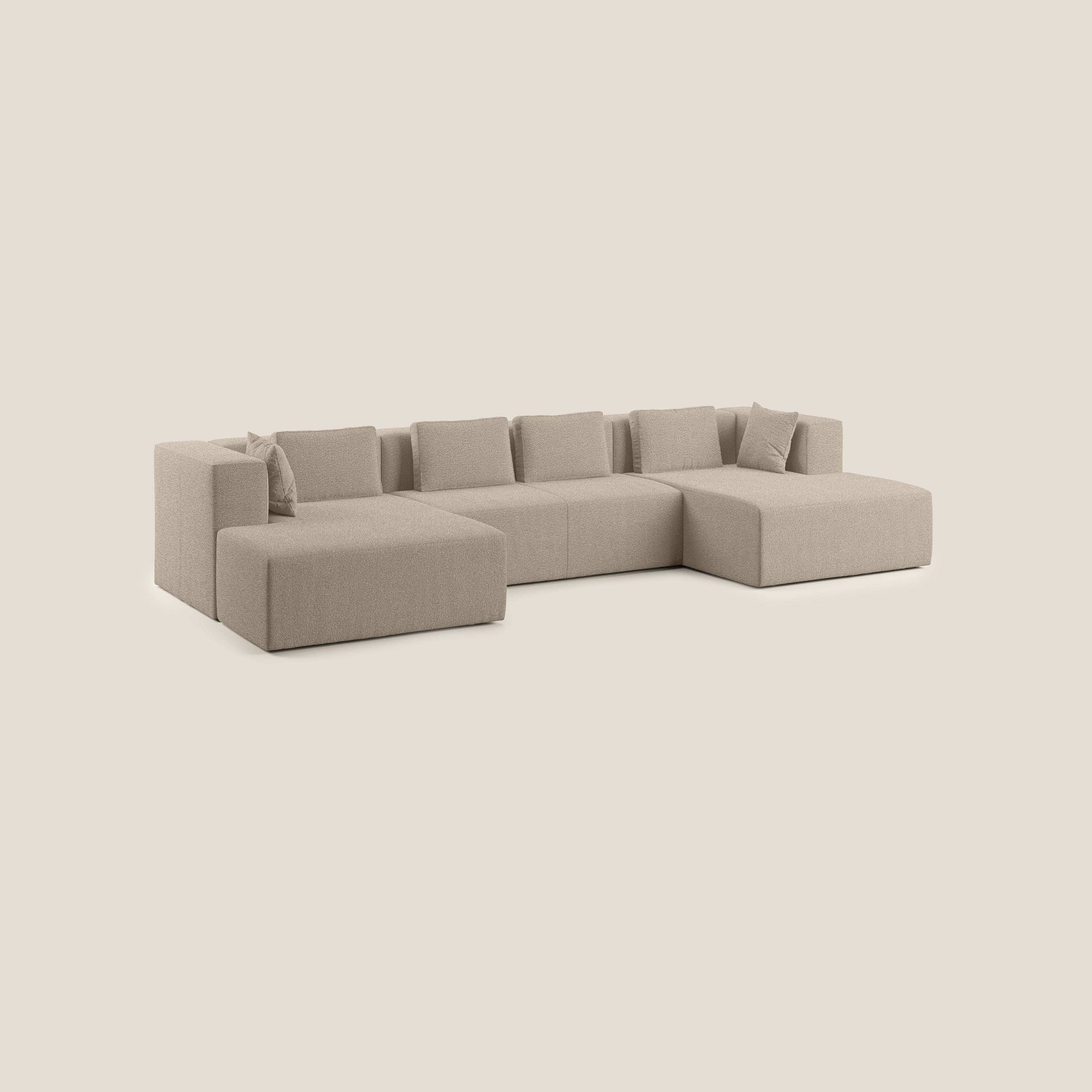 Nettuno divano panoramico in morbido tessuto bouclè T07 beige - divani.store
