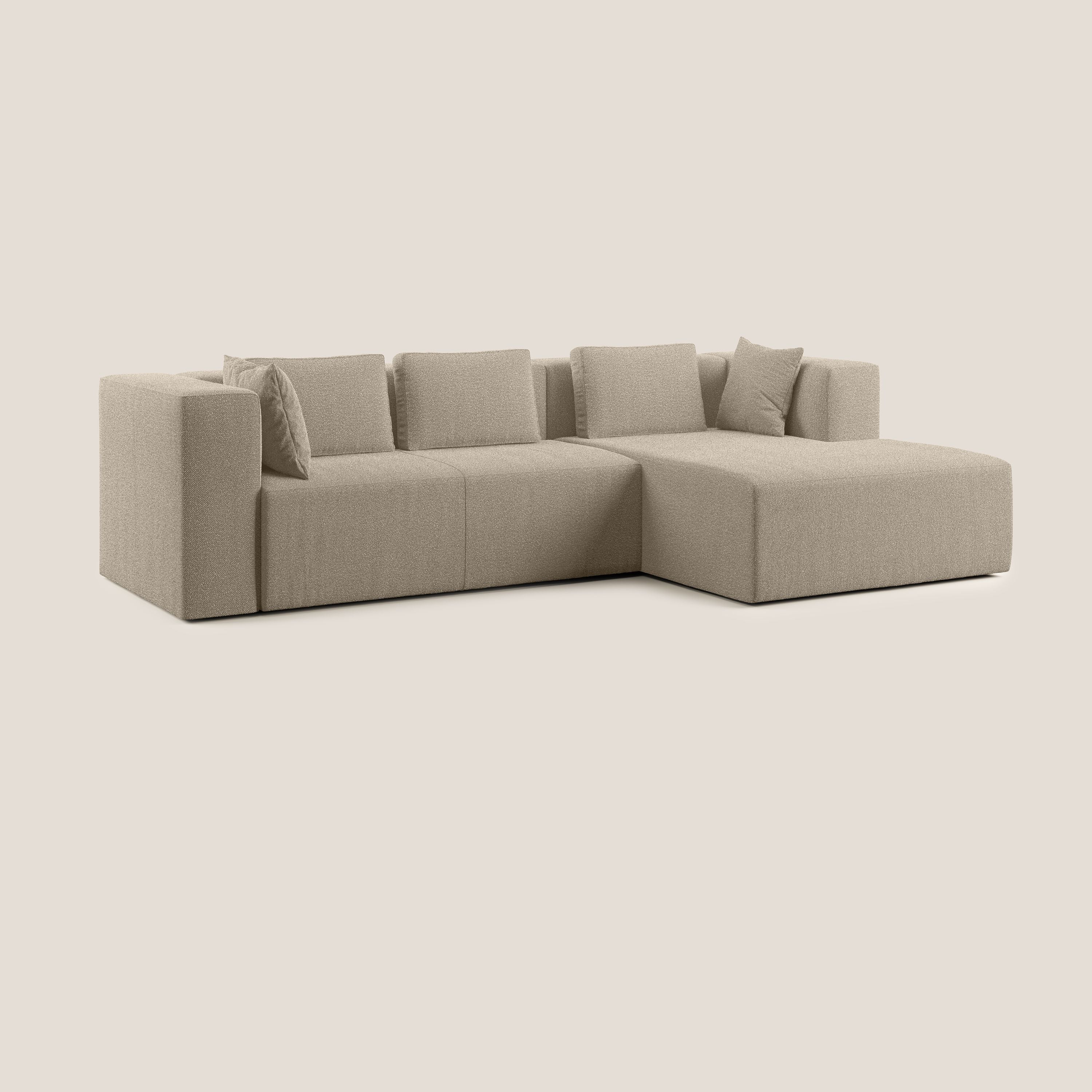 Nettuno divano angolare componibile in morbido tessuto bouclè T07 beige - divani.store