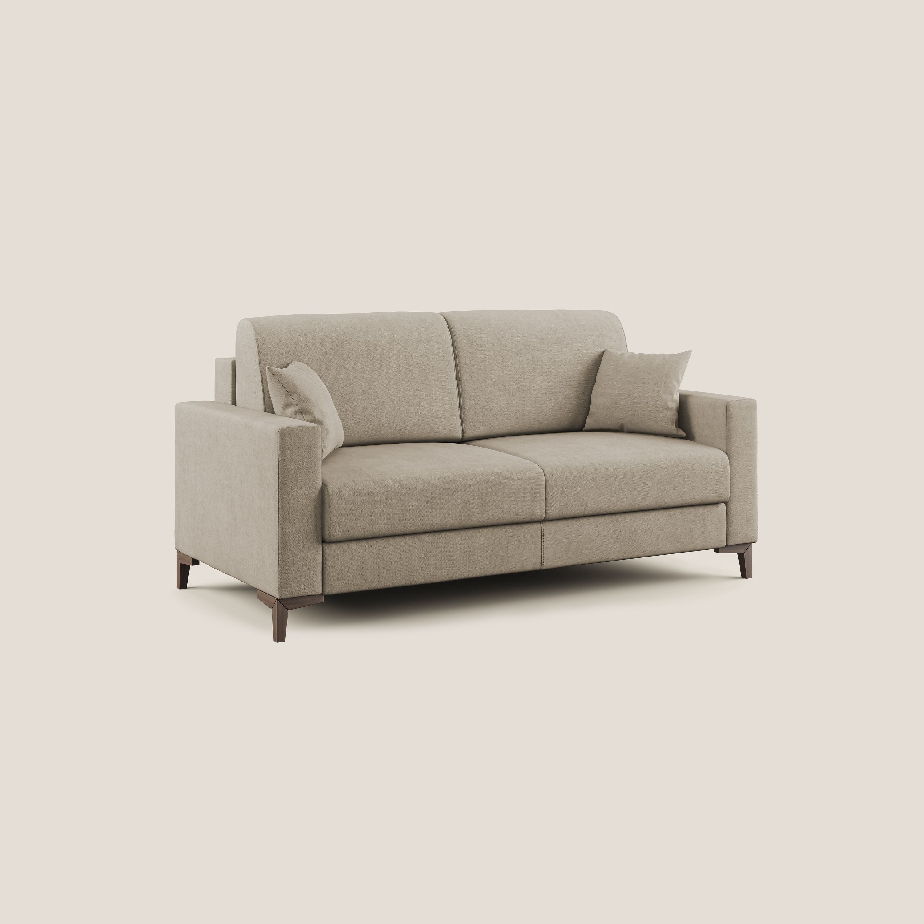 Kafka divano letto matrimoniale in morbido tessuto impermeabile T02 beige - divani.store