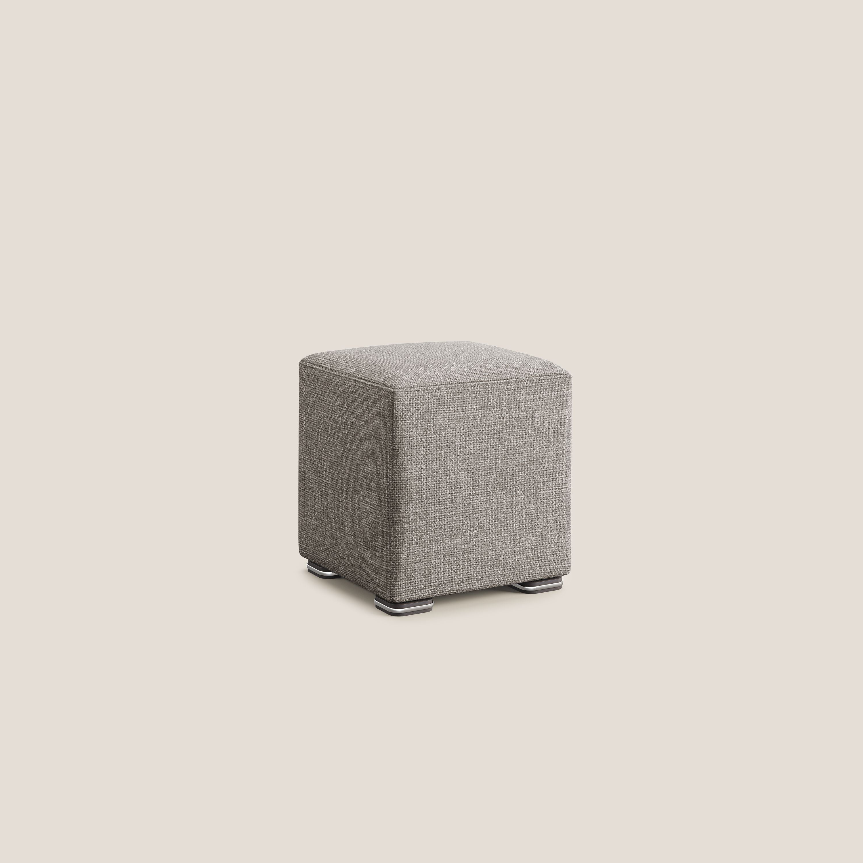 Cube pouf in morbido tessuto impermeabile ad intreccio melangiato T06 tortora - divani.store