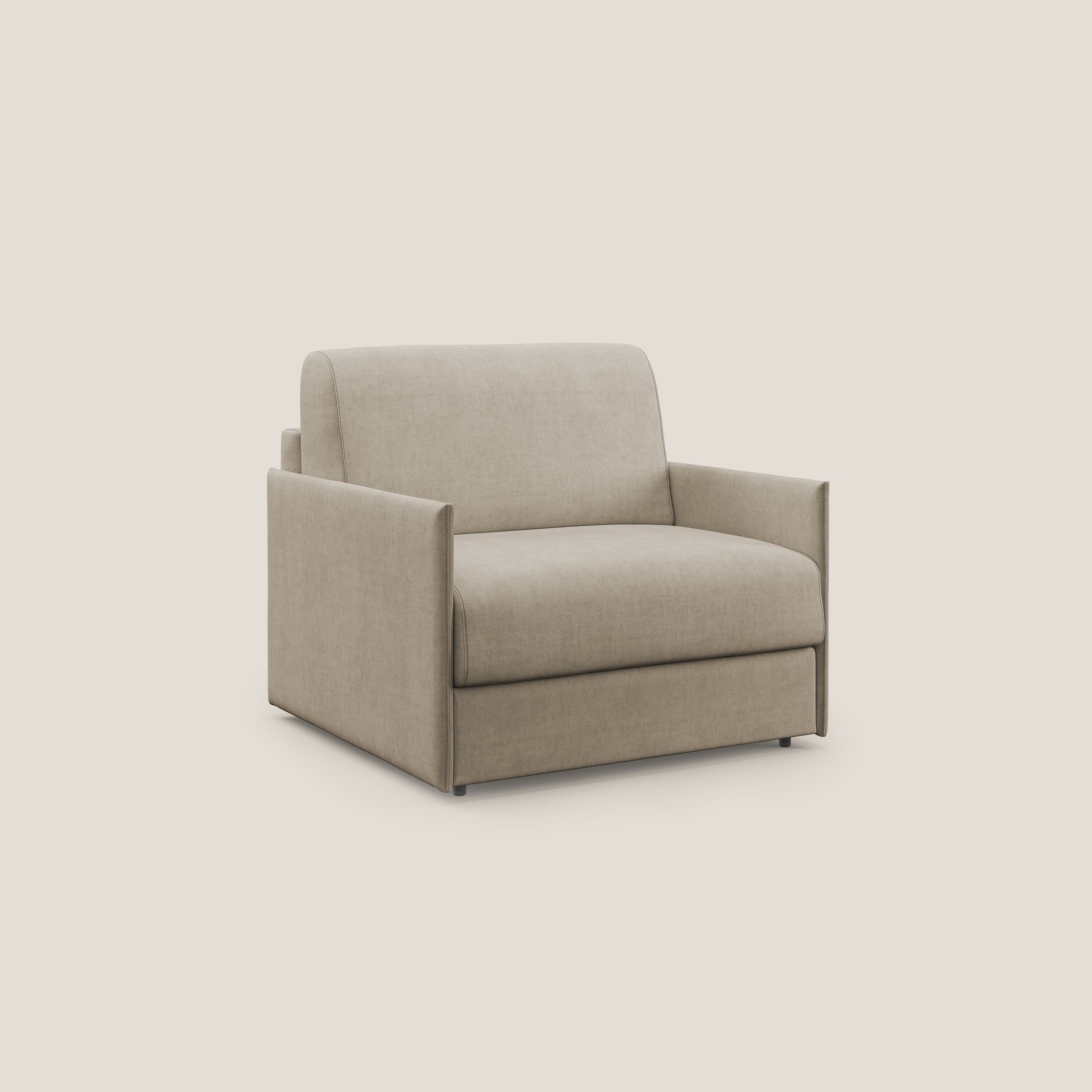 Evans poltrona letto in morbido tessuto impermeabile T02 beige - divani.store