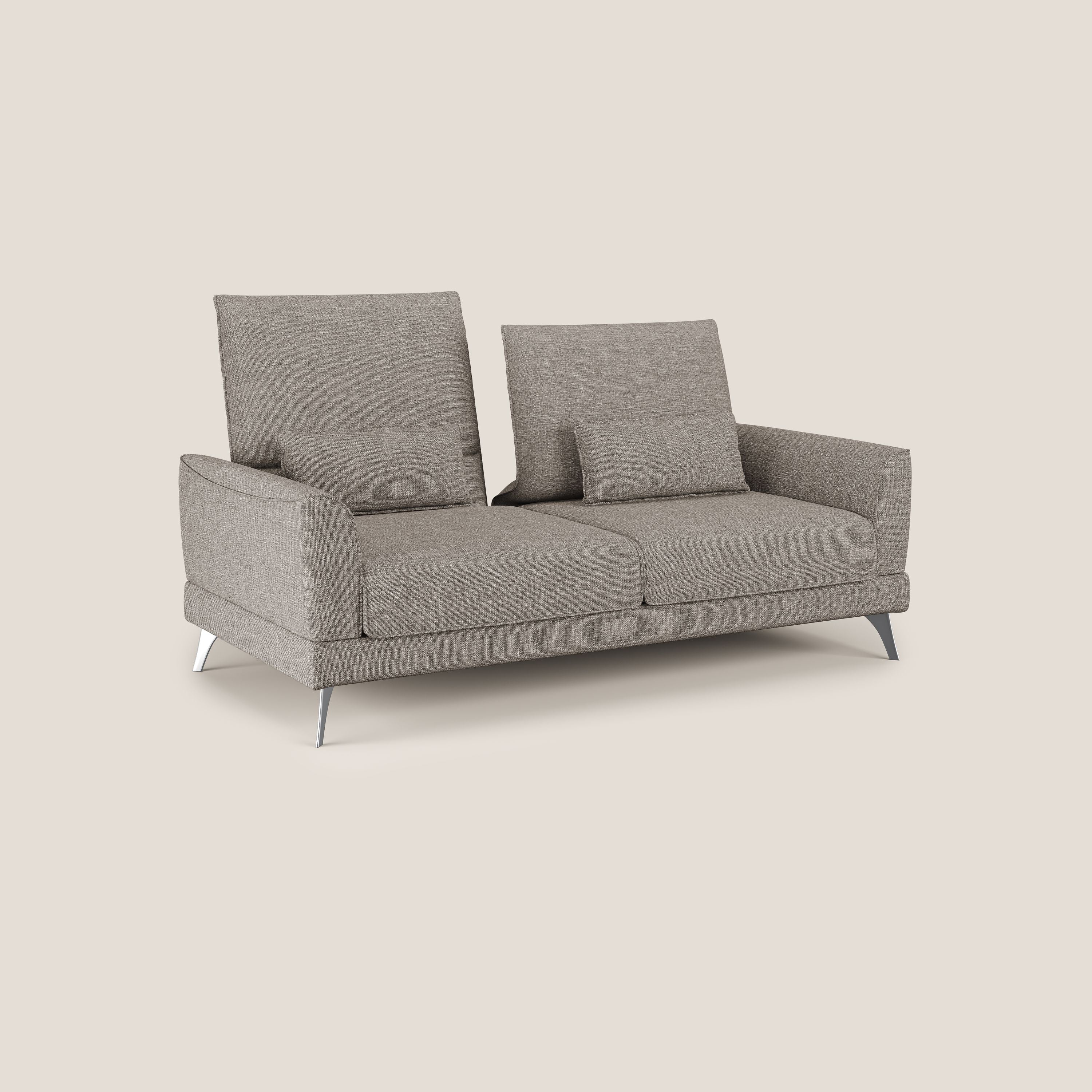 Tommy Divano relax con schienali traslanti in morbido tessuto fiammato T06 tortora - divani.store