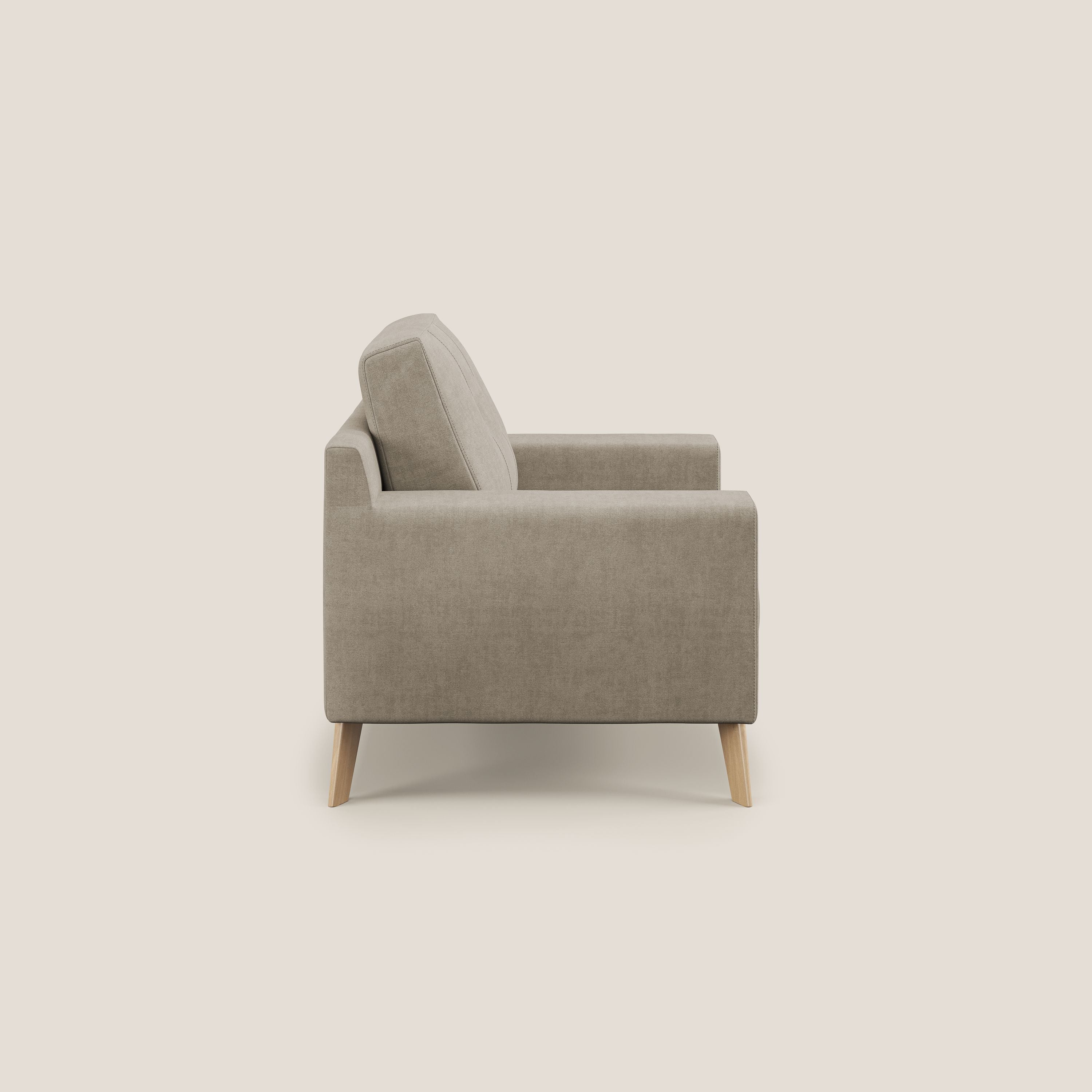 Danish poltroncina in tessuto morbido impermeabile T02 beige - divani.store