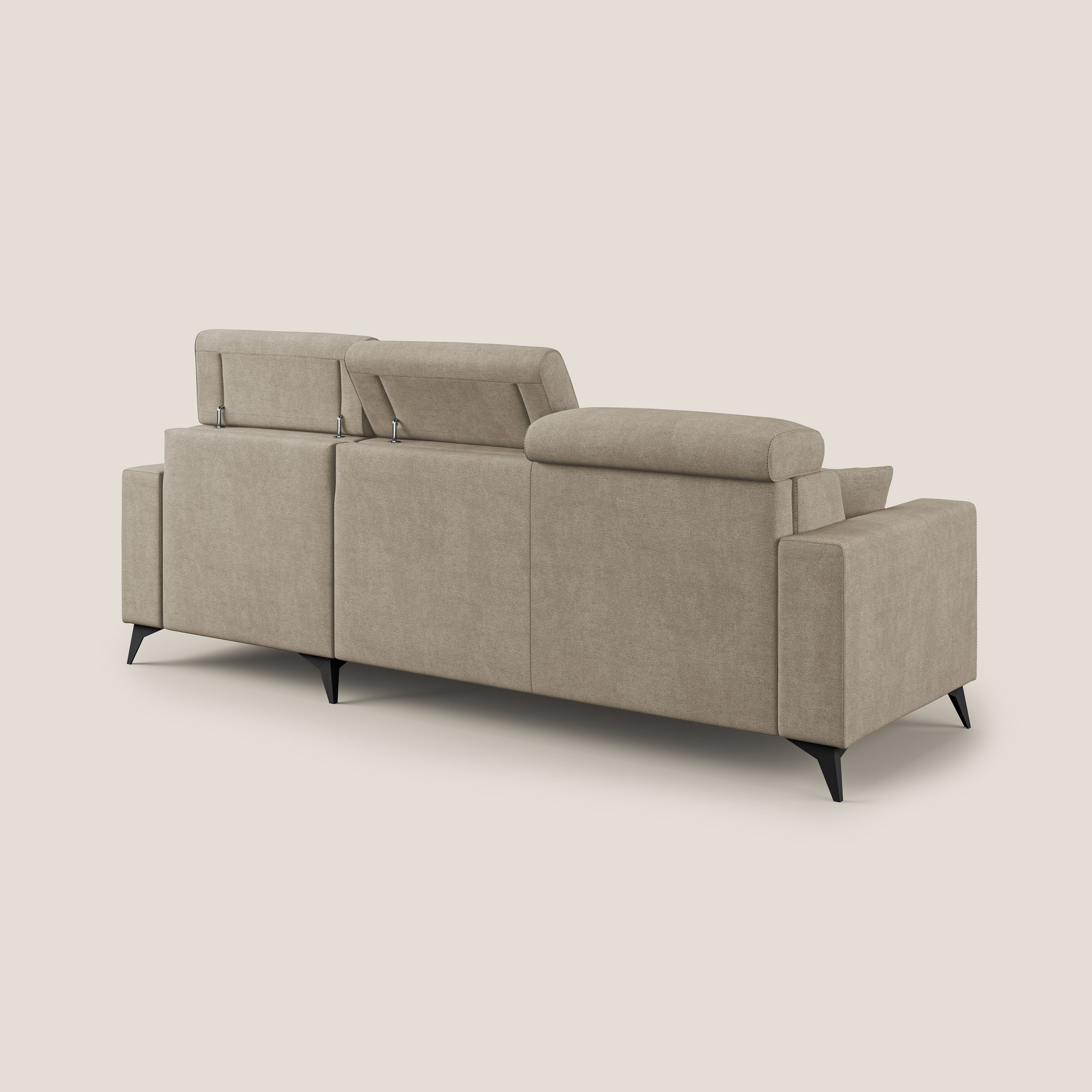 Pegaso divano letto angolare con poggiatesta reclinabili e rivestimento impermeabile T02 beige - divani.store