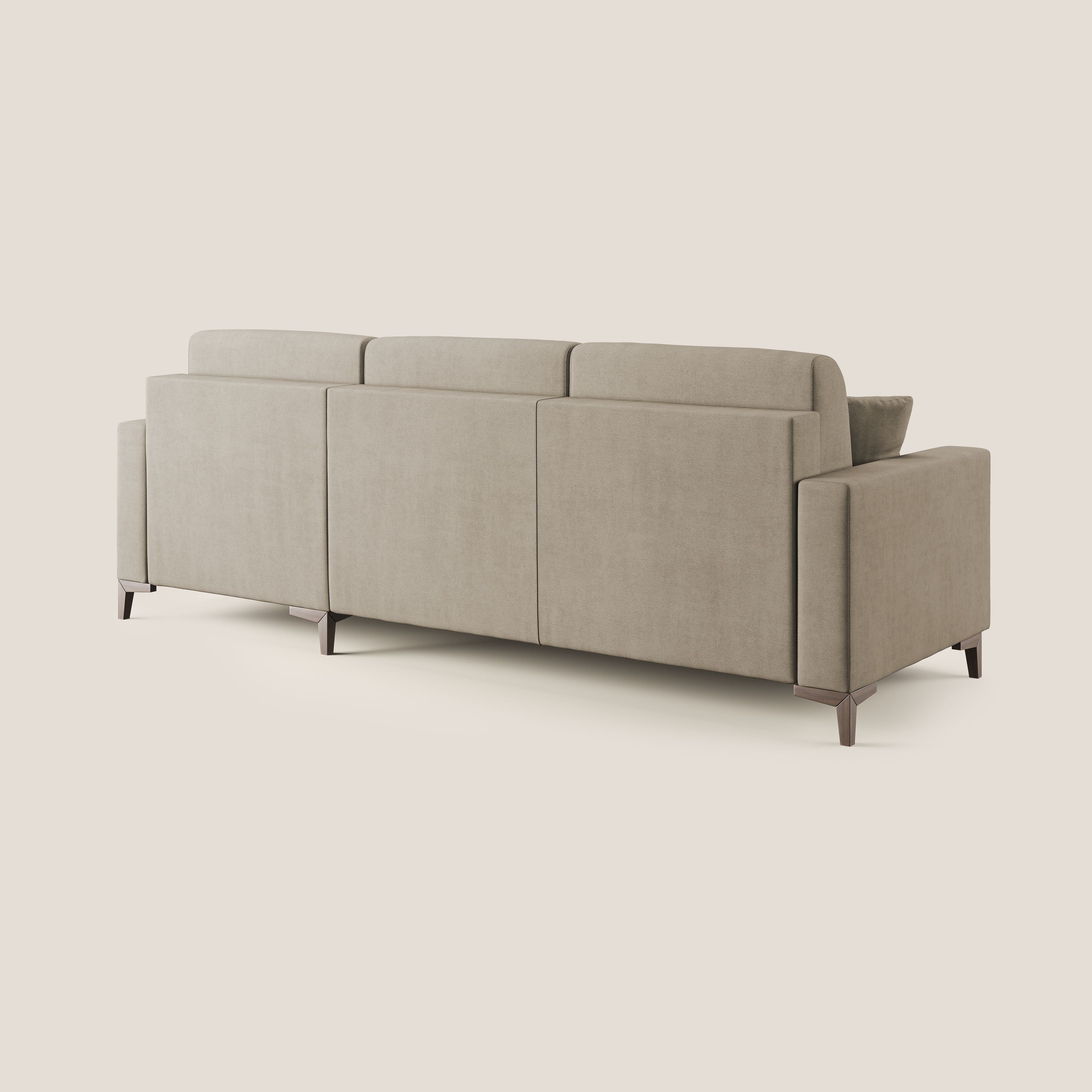Kafka divano letto angolare in morbido tessuto impermeabile T02 beige - divani.store
