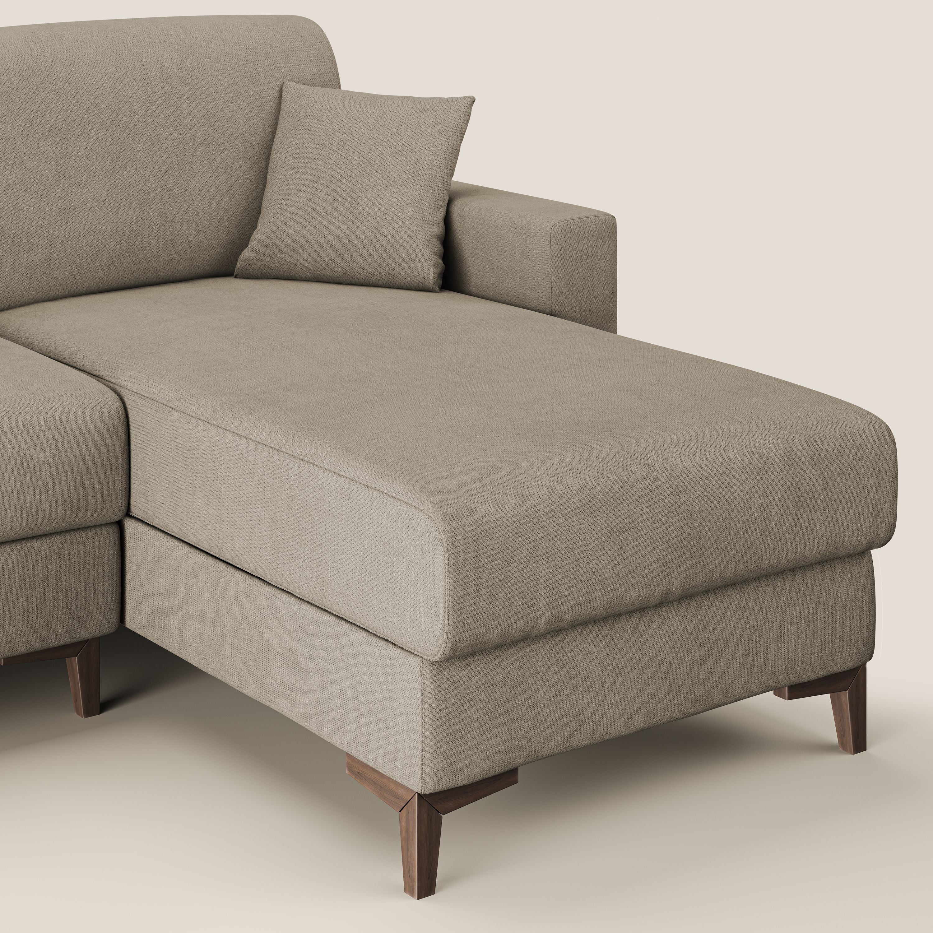 Kafka divano letto angolare in morbido tessuto impermeabile T02 beige - divani.store