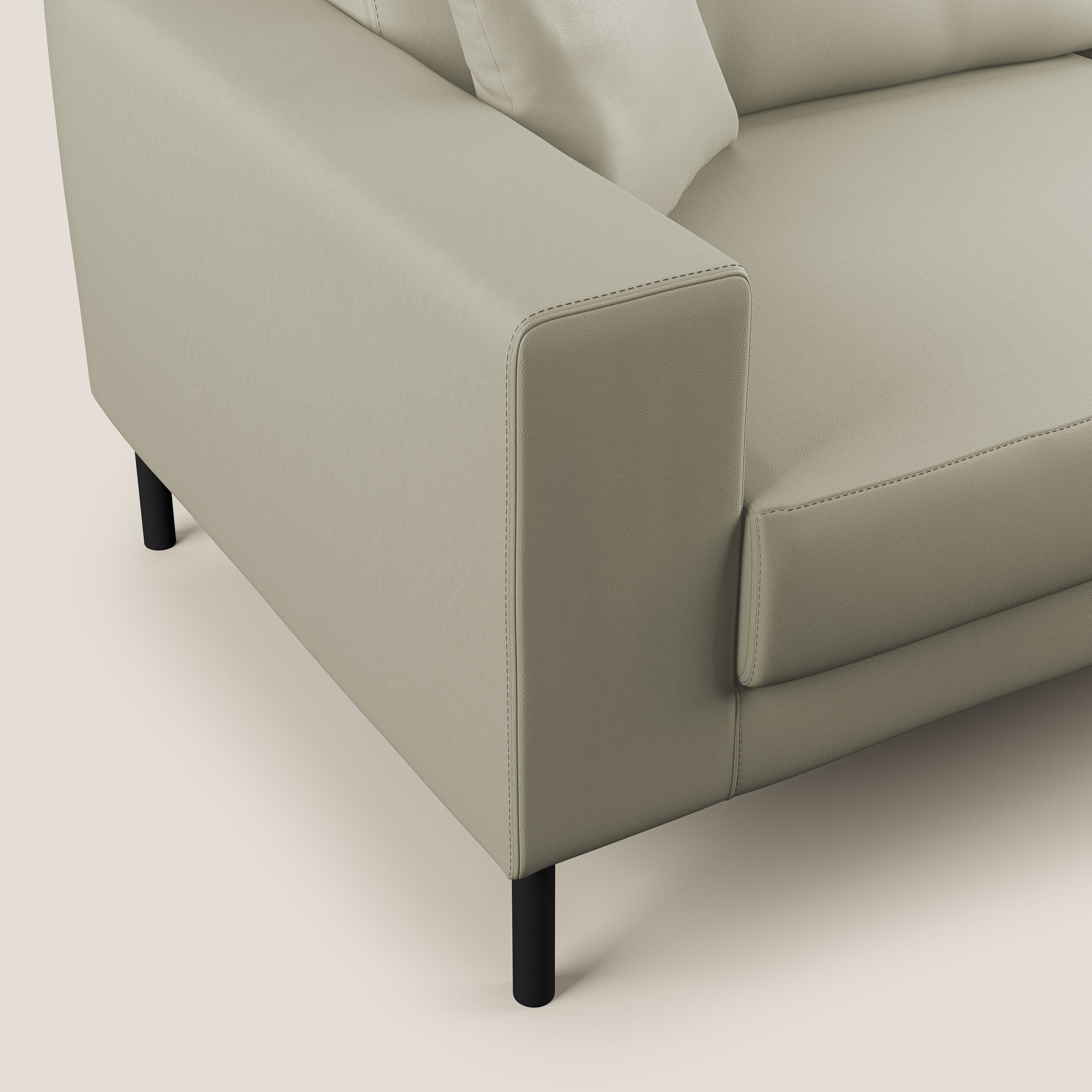 Uranio divano moderno lineare in Ecopelle impermeabile T04 tortora - divani.store