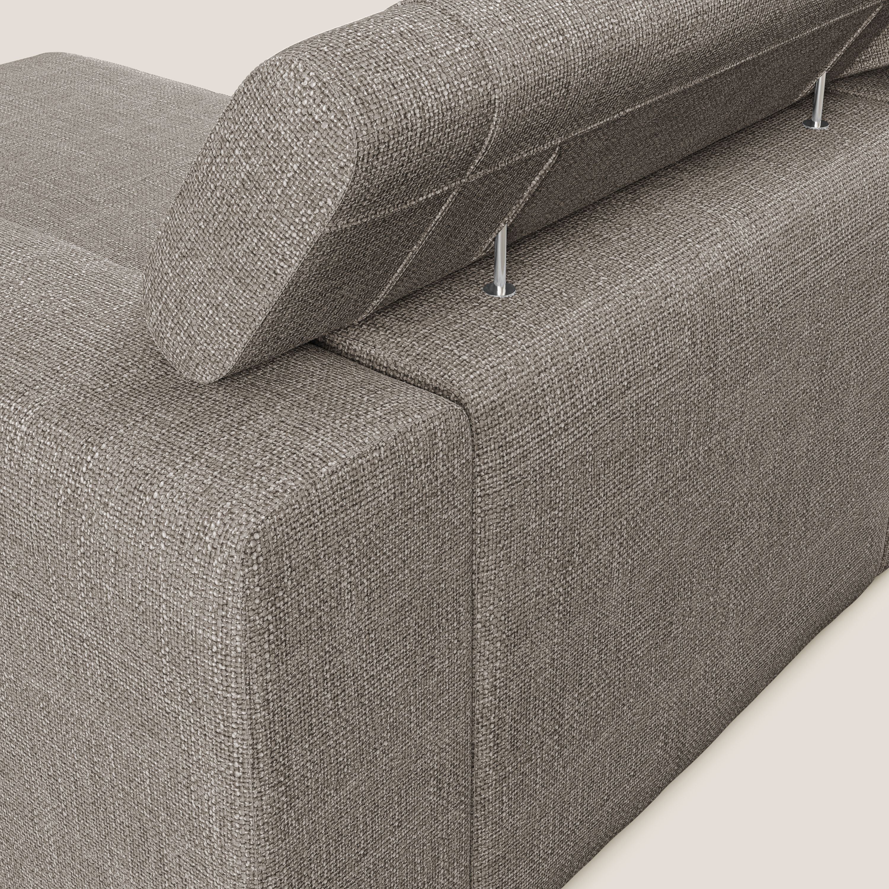 Vegas divano angolare con poggiatesta reclinabili in morbido tessuto impermeabile T06 tortora - divani.store