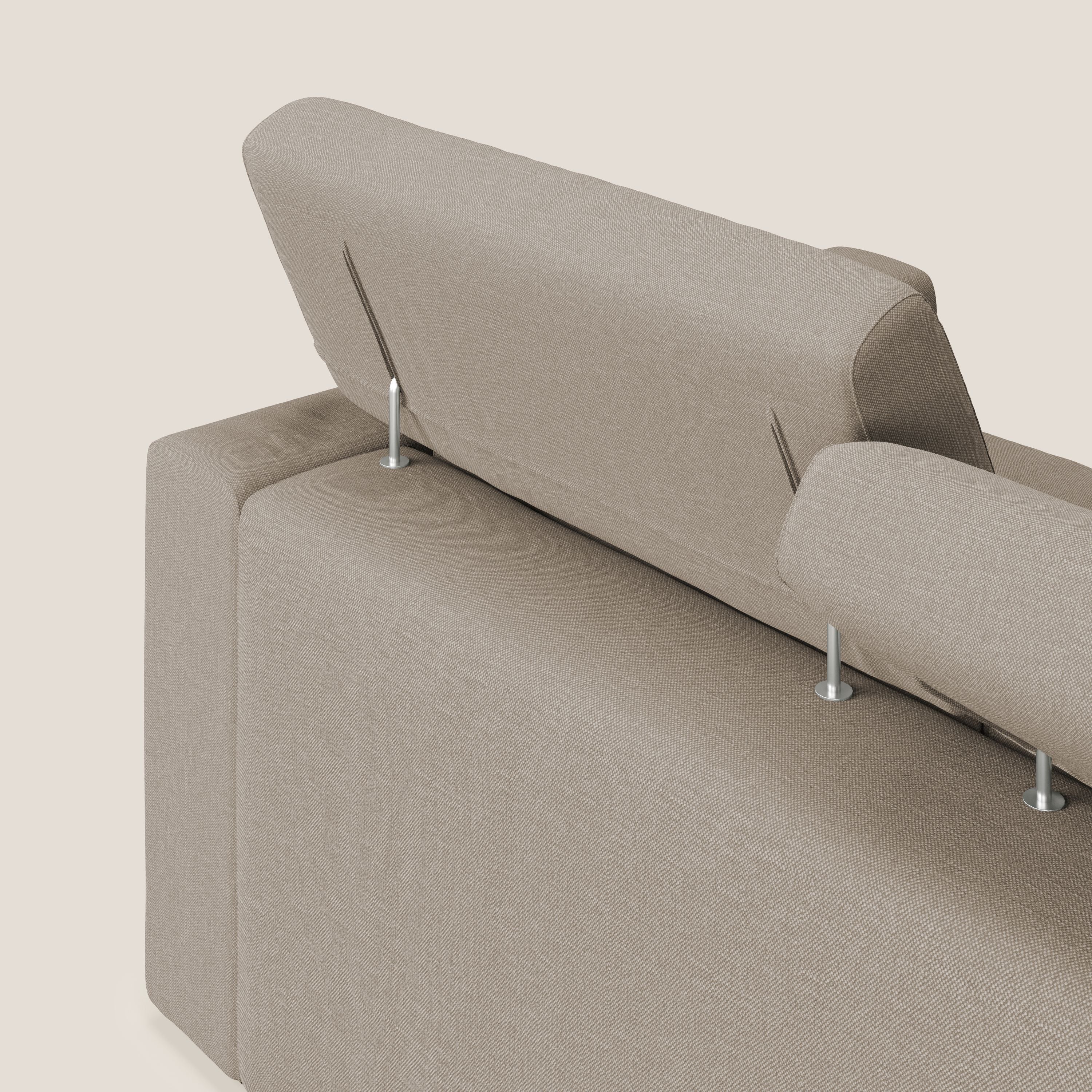 Dylan divano a 3 sedute con pouf estraibile poggiapiedi in tessuto simil cotone impermeabile T13 beige - divani.store