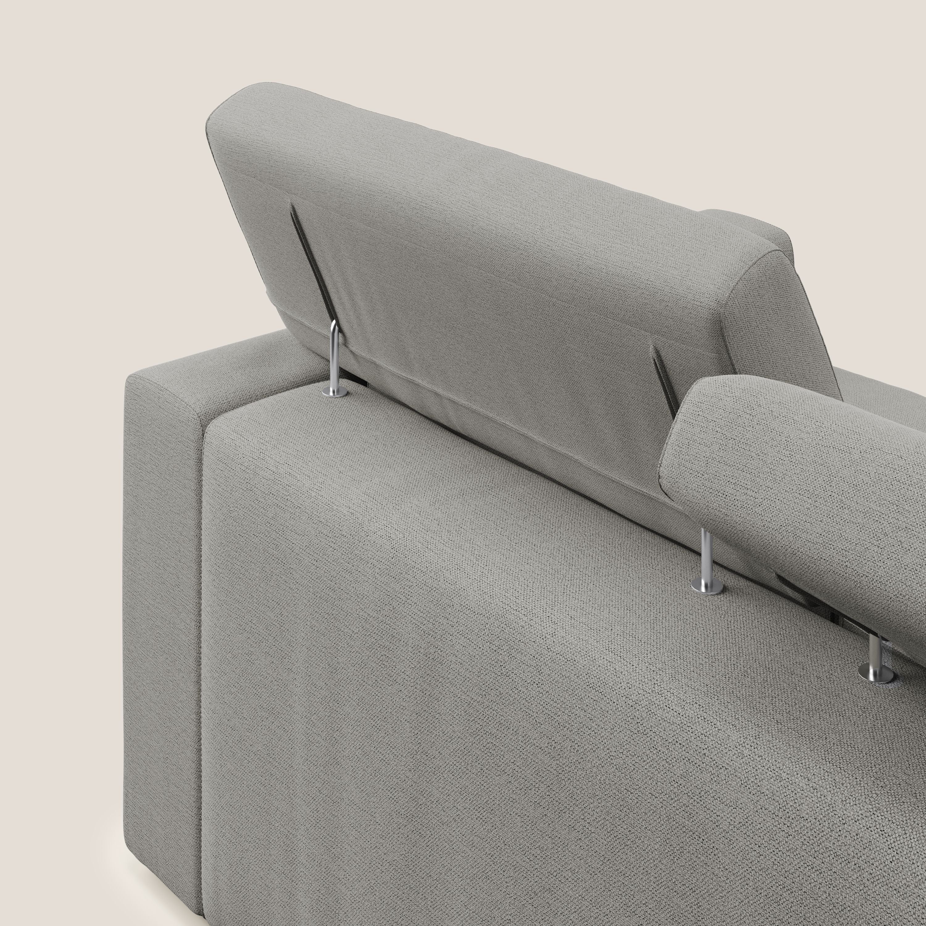 Dylan divano a 3 sedute con pouf estraibile poggiapiedi in tessuto fiammato simil cotone impermeabile T19 beige - divani.store