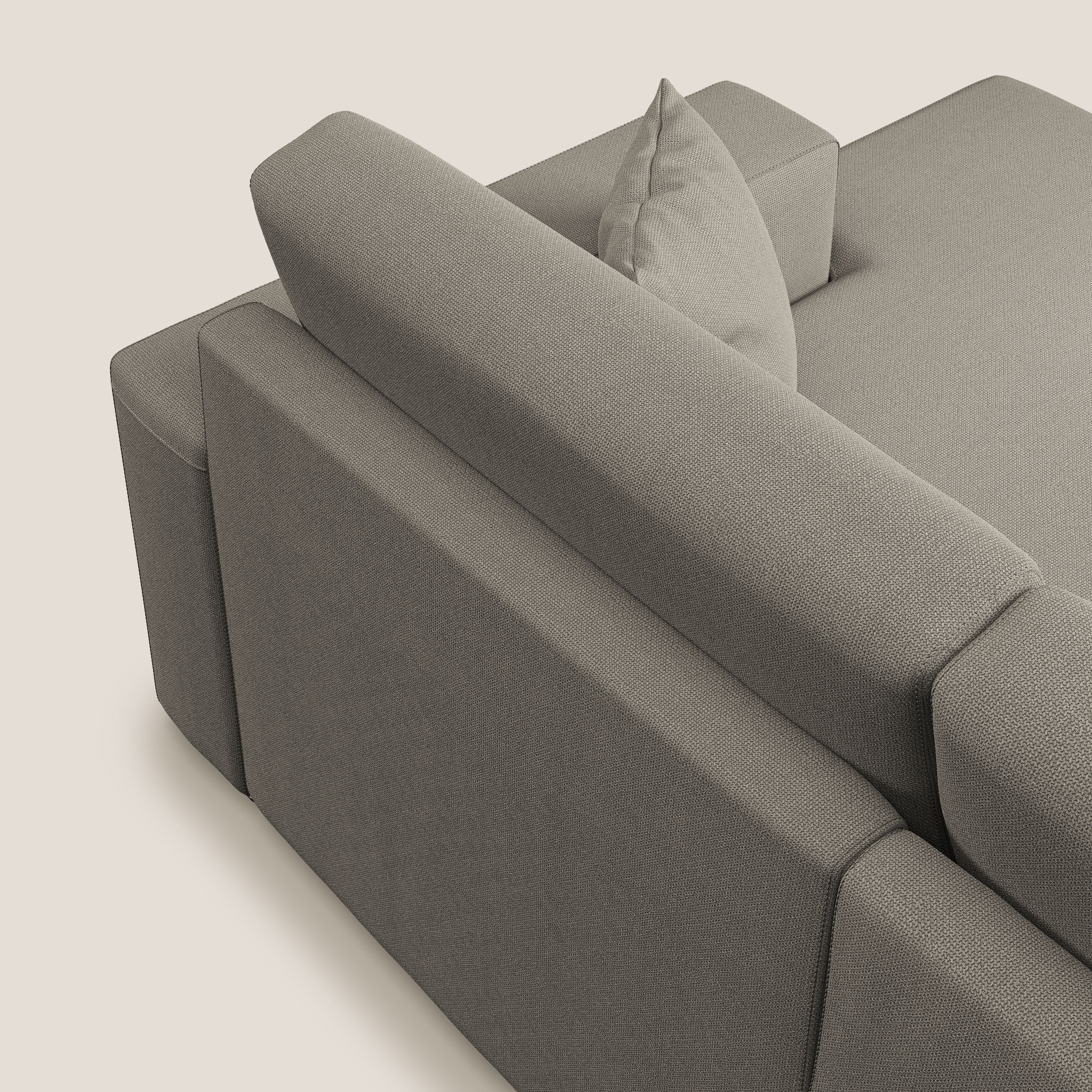 Marte divano angolare in tessuto smacchiabile impermeabile T08 tortora - divani.store