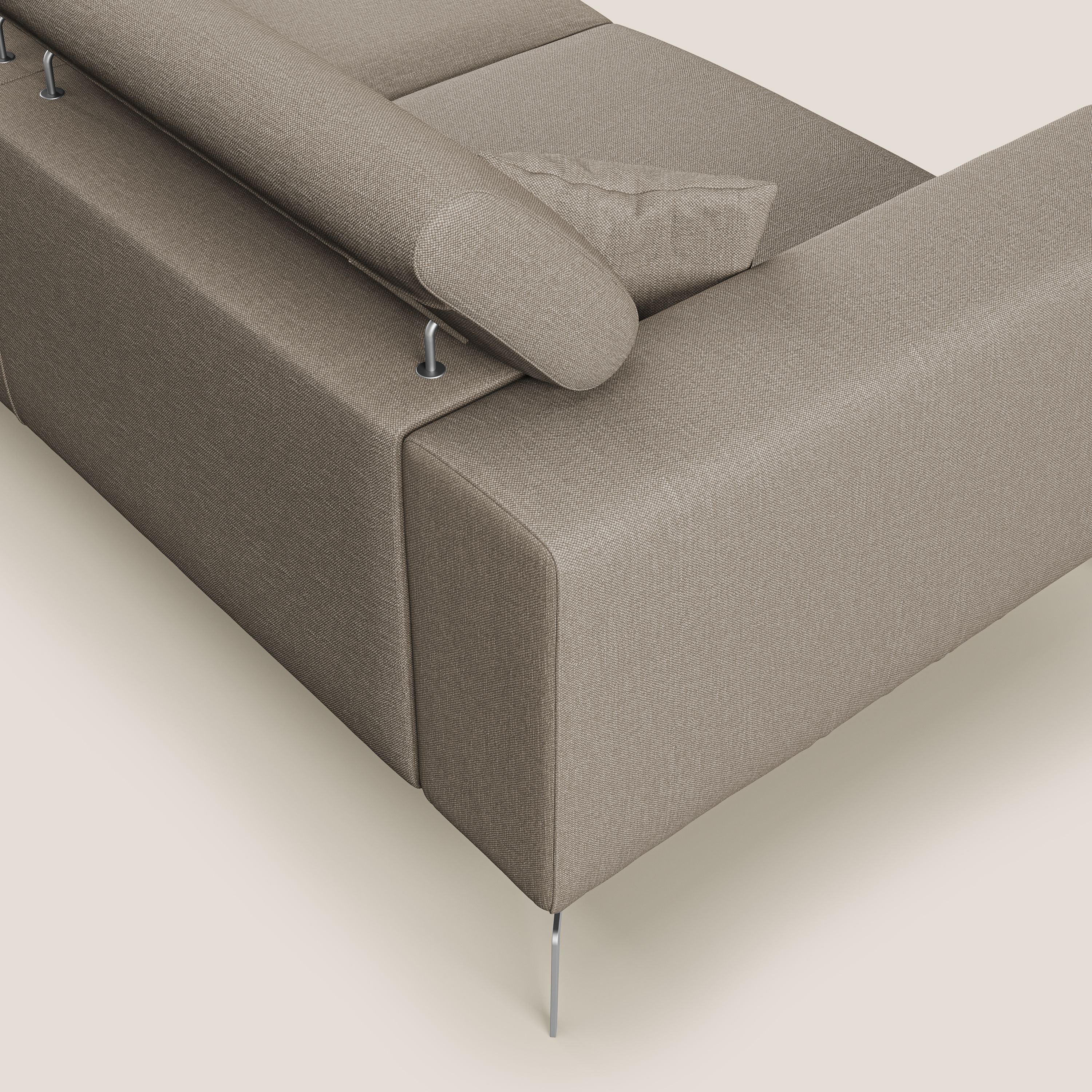 Blade Divano con poggiatesta reclinabili in tessuto impermeabile misto cotone T13 beige - divani.store