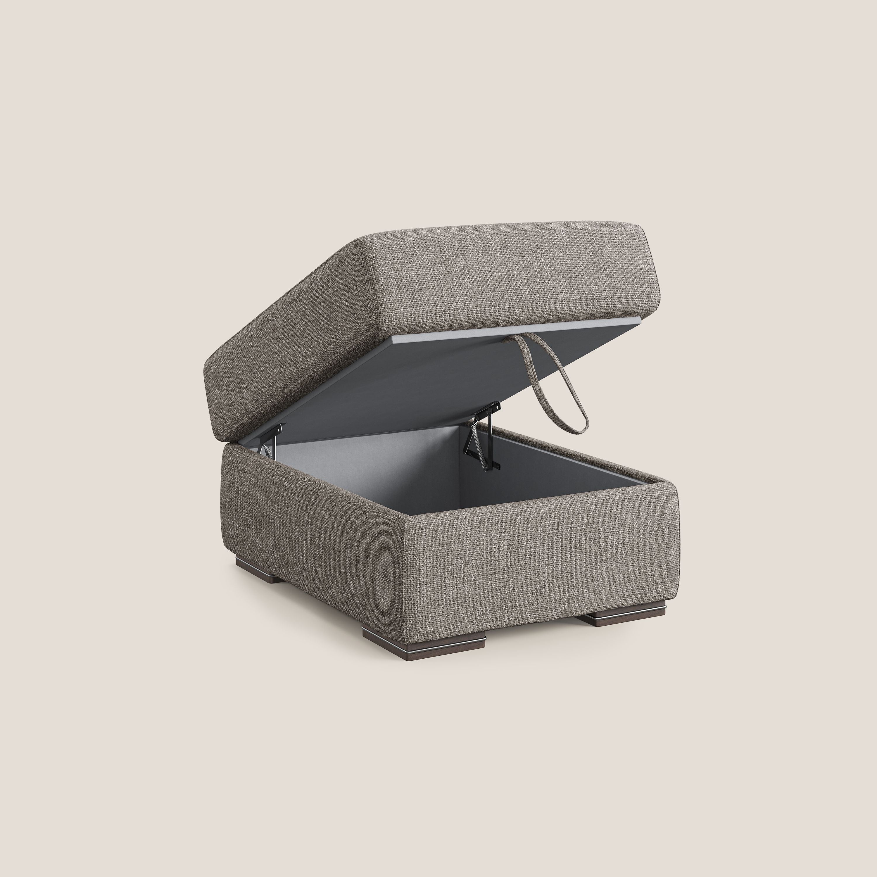 Sun pouf apribile contenitore in tessuto impermeabile morbido intreccio T06 tortora - divani.store