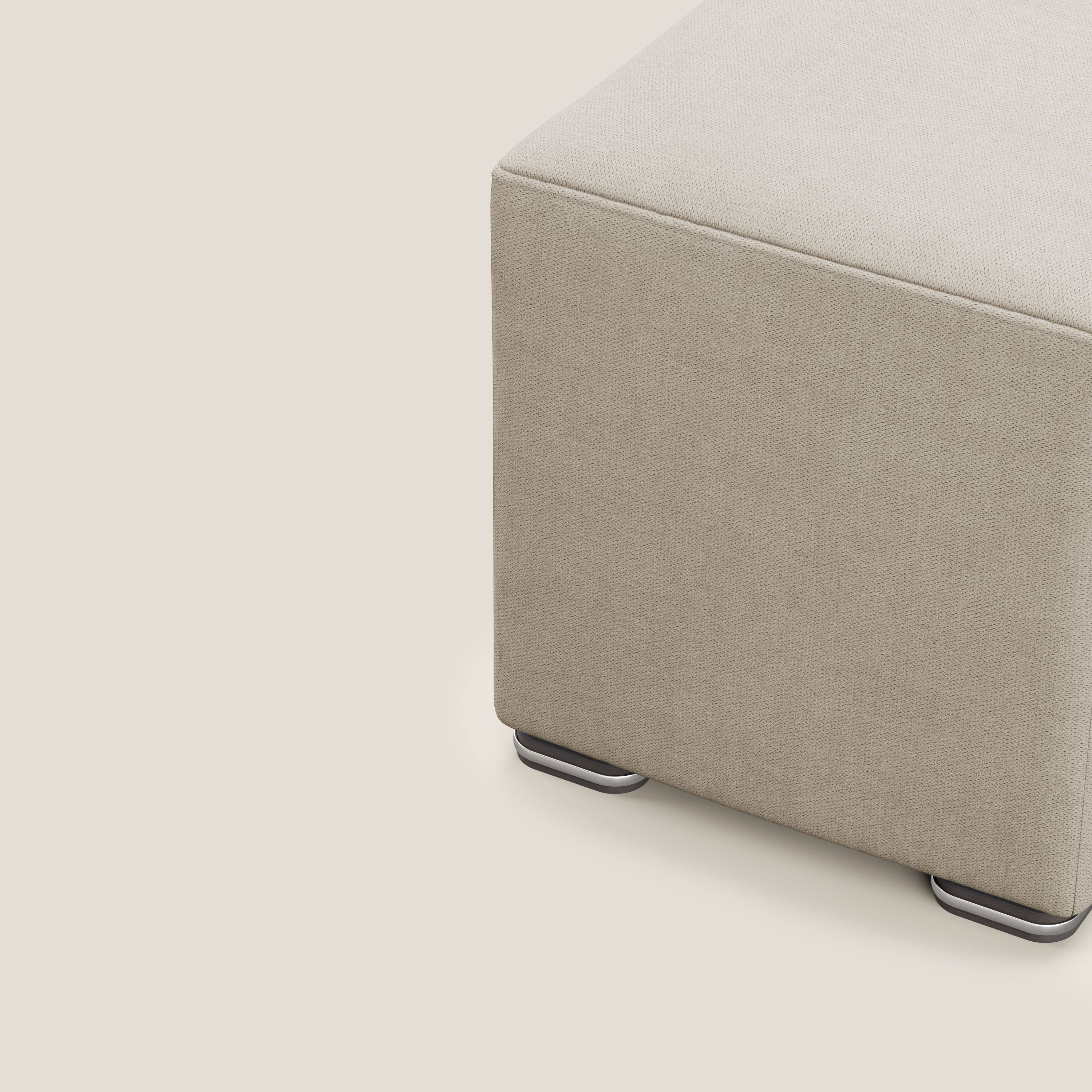 Cube pouf in tessuto morbido impermeabile T02 beige - divani.store