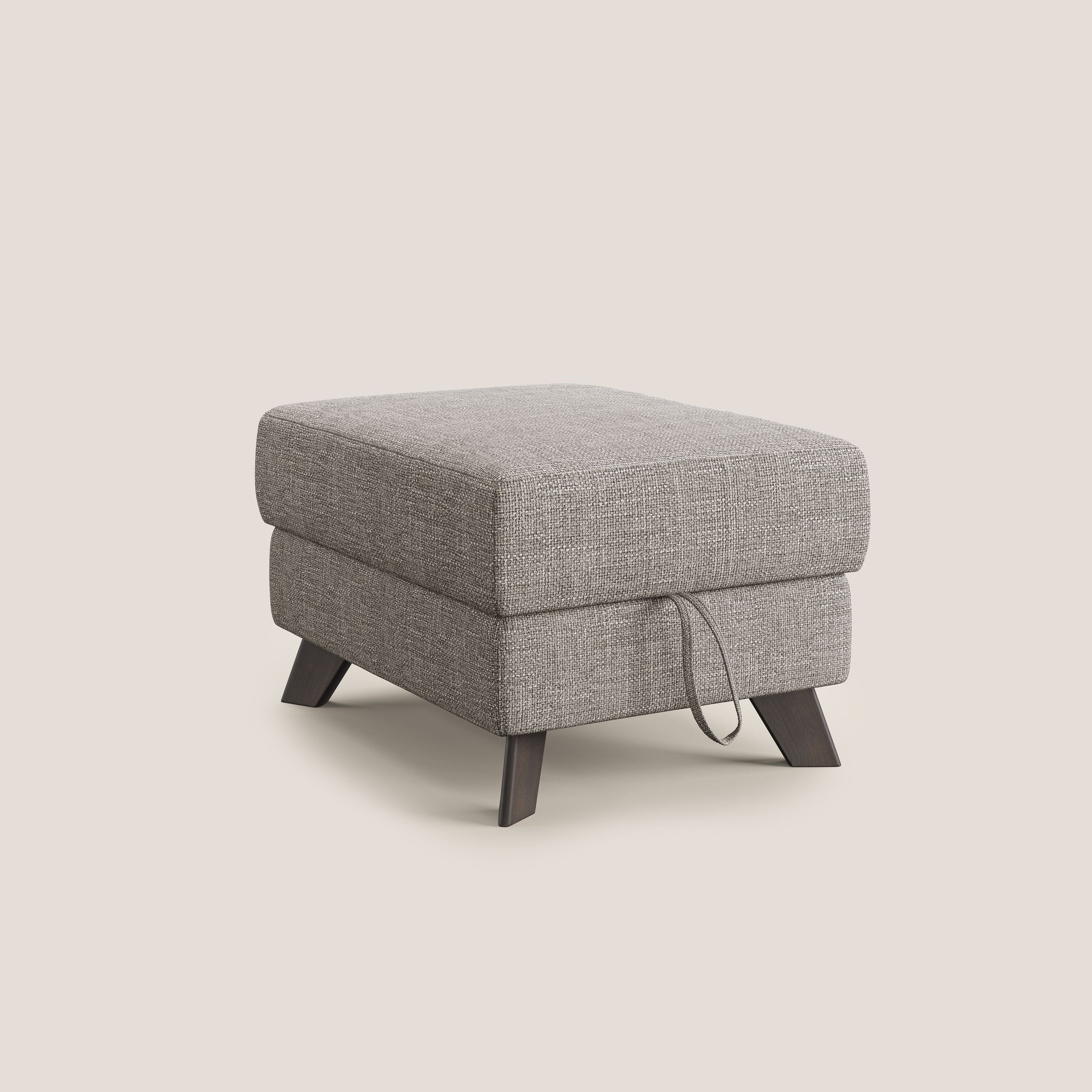 Moon Pouf contenitore e piedini alti in tessuto morbido ad intreccio soft-touch impermeabile T06 tortora - divani.store