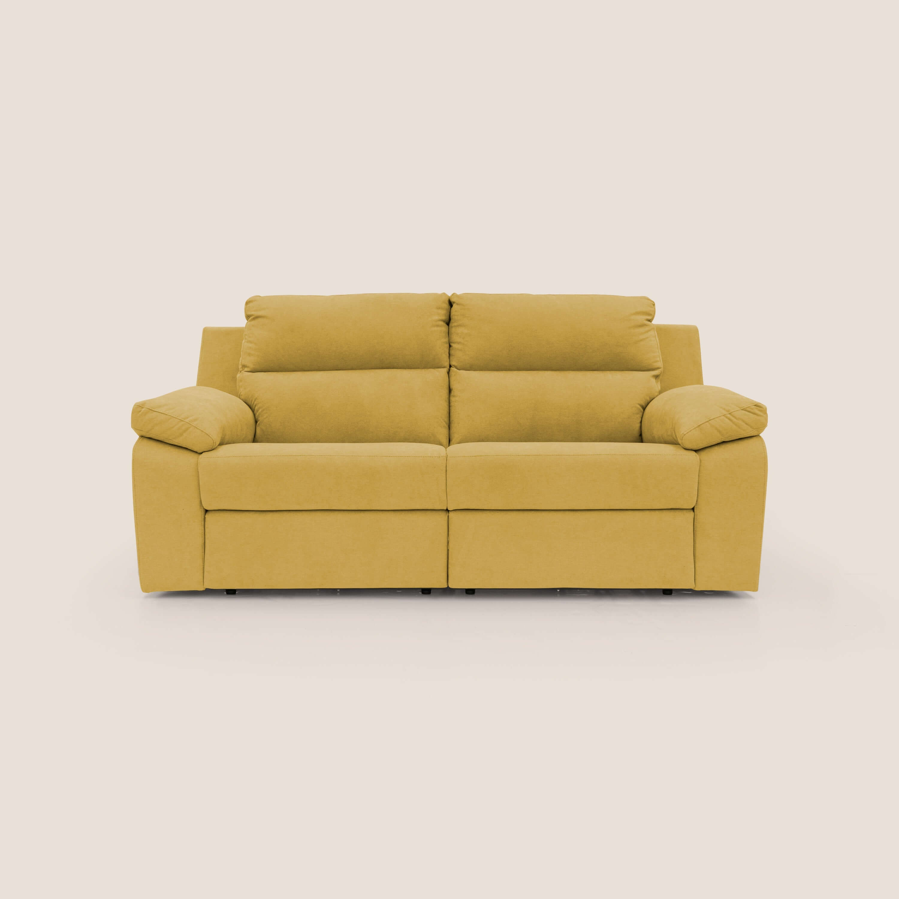 Romeo Divano relax con recliner elettrico in morbido tessuto impermeabile T02 giallo - divani.store