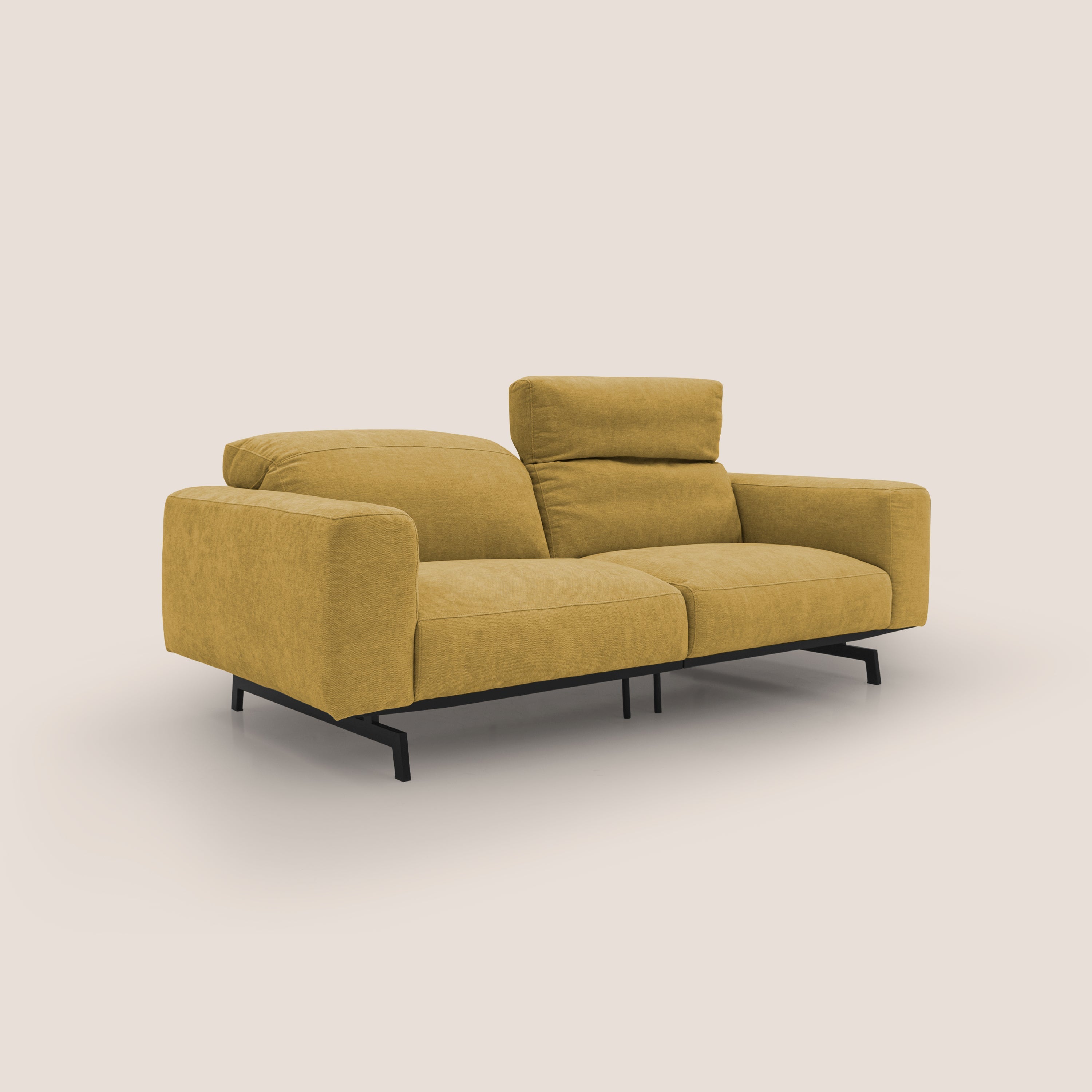 Sakura divano in piuma d'oca modulare componibile in morbido tessuto fiammato impermeabile T14 giallo - divani.store